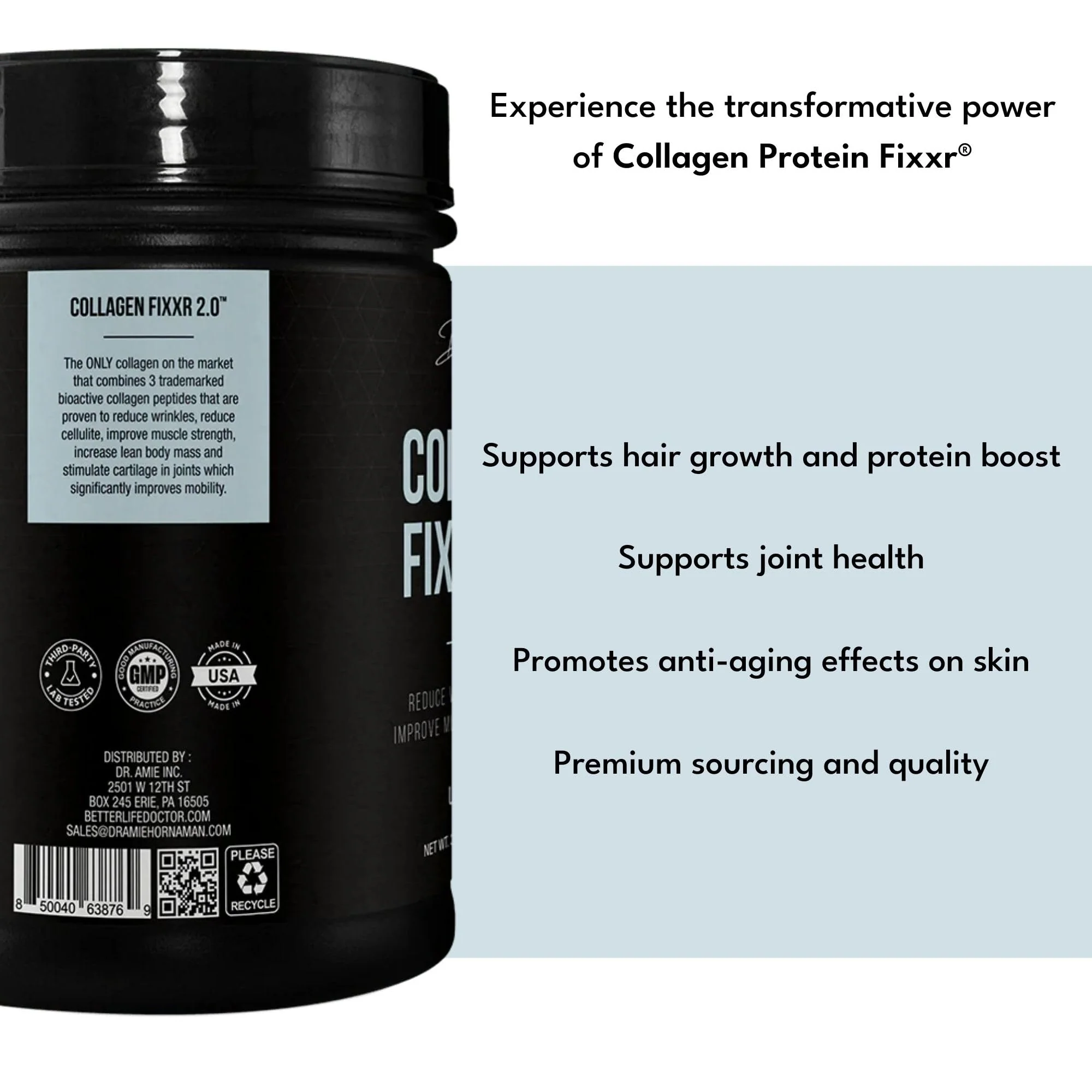 Fixxr Collagen 2.0 by Dr. Amie – 3 Bioactive Collagen Peptides | Unflavored | 30 Servings - Image 4