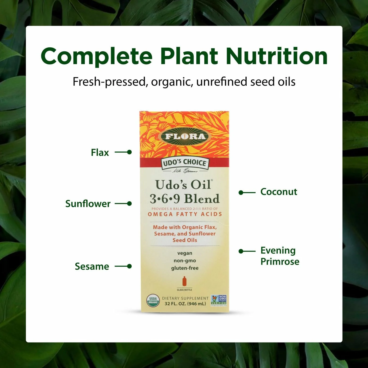 Flora Health UDO’s Oil Omega 3-6-9 32 Oz – Organic Plant-Based, Cold-Pressed, Vegan Oil Blend - Image 10