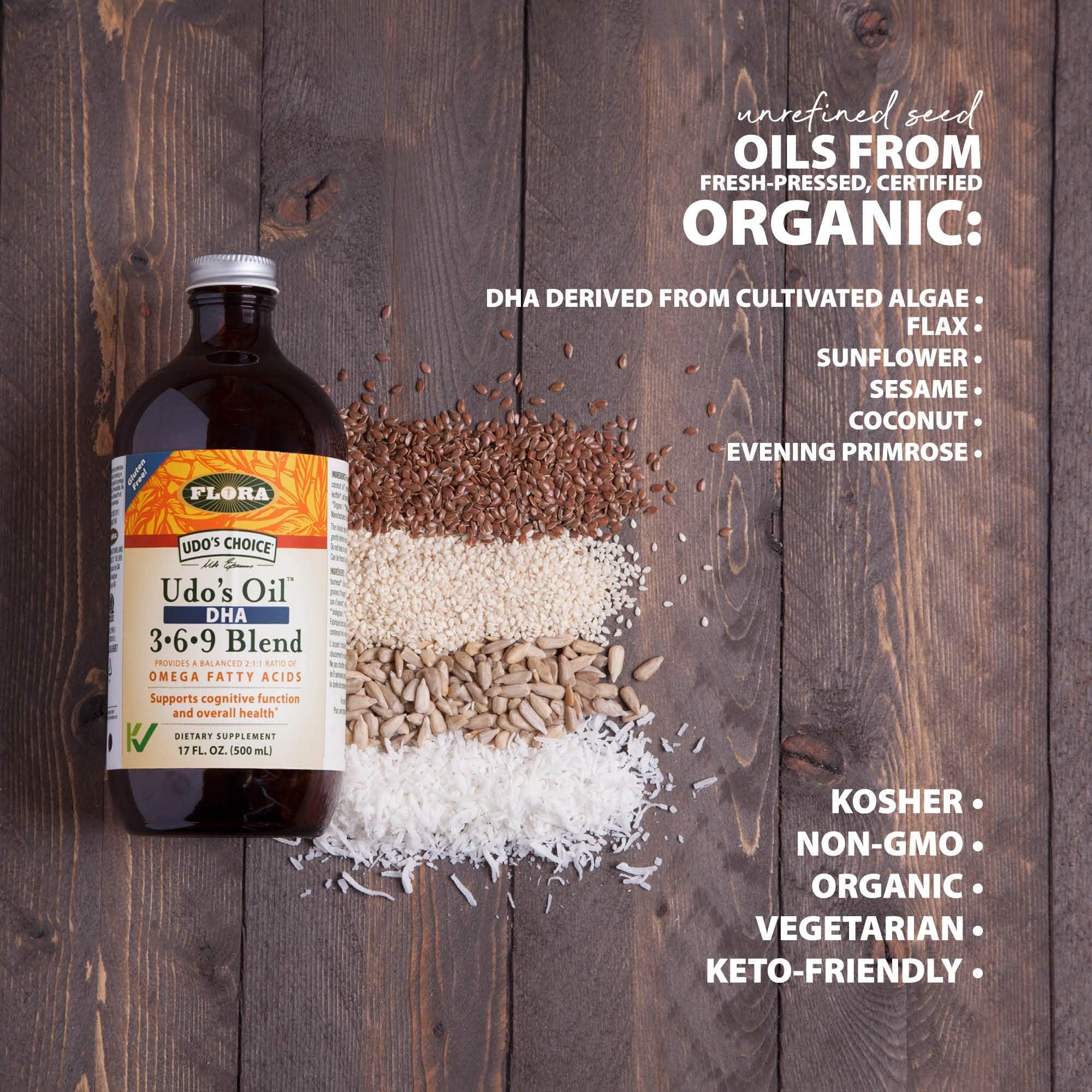 Flora Udo's Oil DHA 3-6-9 Blend - Vegan Omega-3-6-9 for Brain & Eye Health - 17 fl oz - Image 5