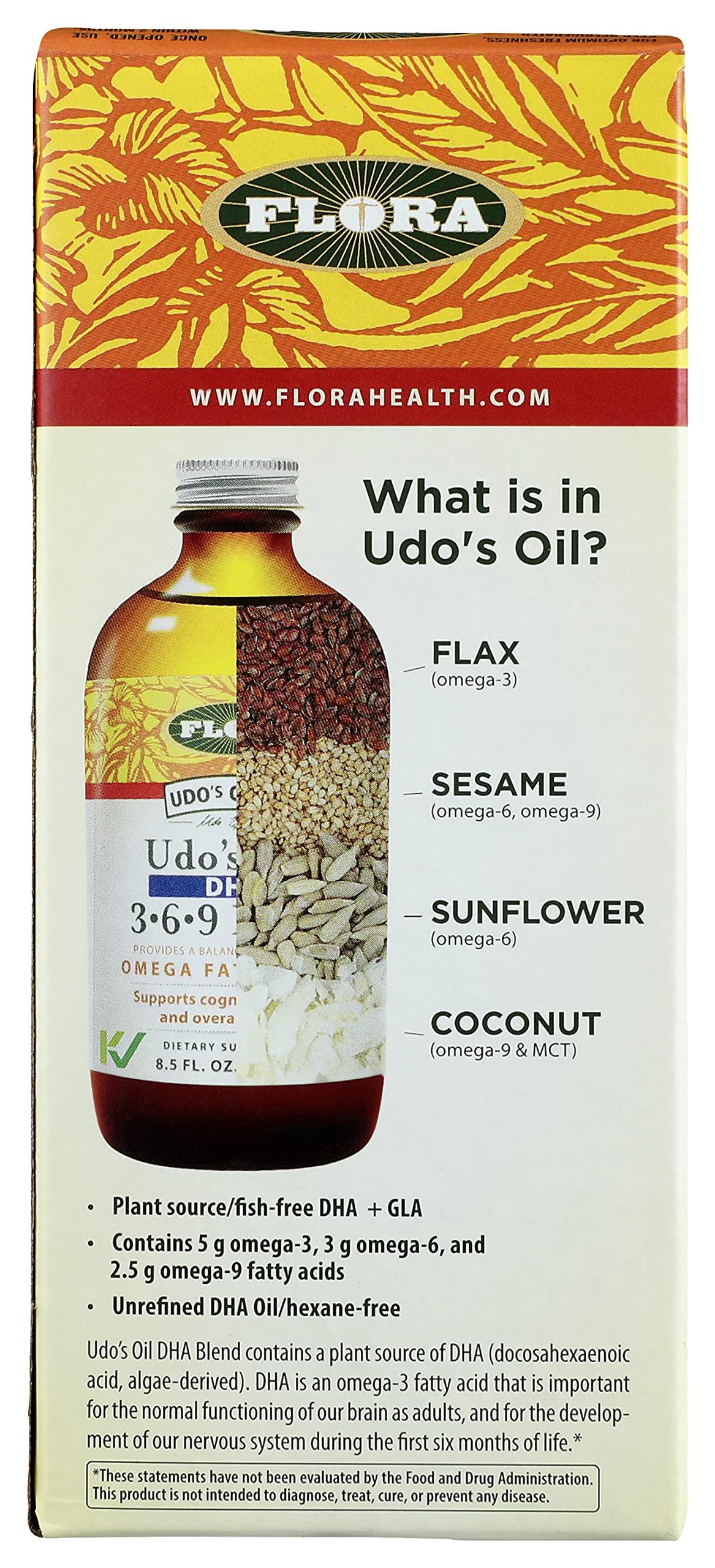 Flora Udo's Oil DHA 3-6-9 Blend - Vegan Omega-3-6-9 for Brain & Eye Health - 17 fl oz - Image 6