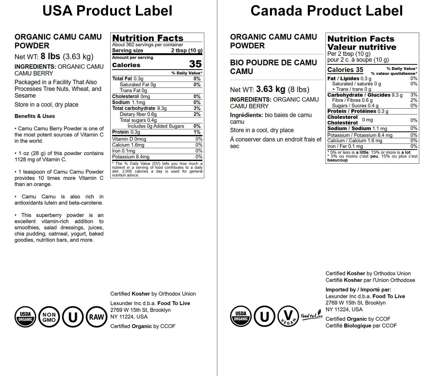 Food To Live Organic Camu Camu Powder – 8 Pounds – Non-GMO, Kosher, Raw, Vegan Superfood - Image 4
