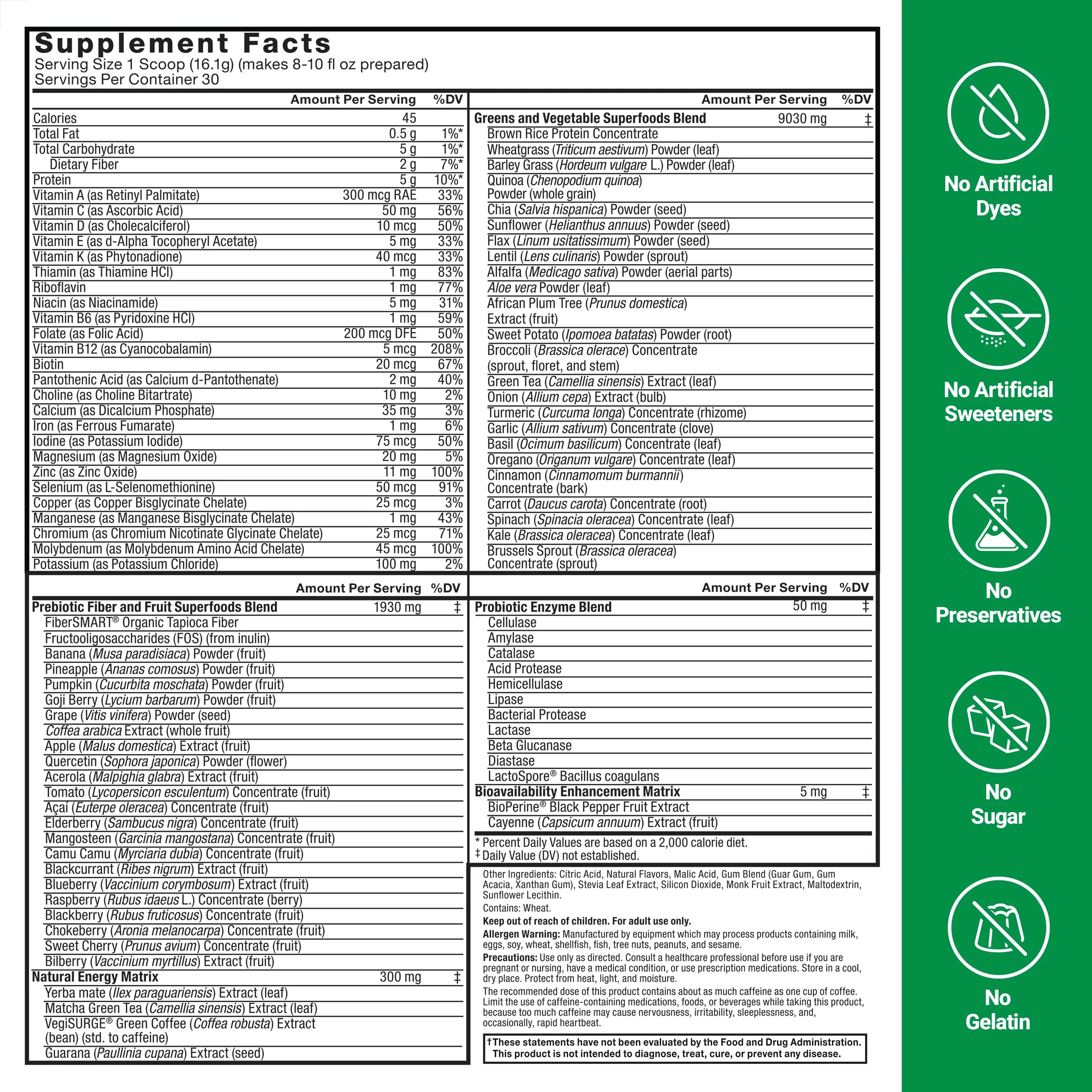 FORCE FACTOR Smarter Greens + Energy Powder – Lemon Lime, 90 Servings - Image 7