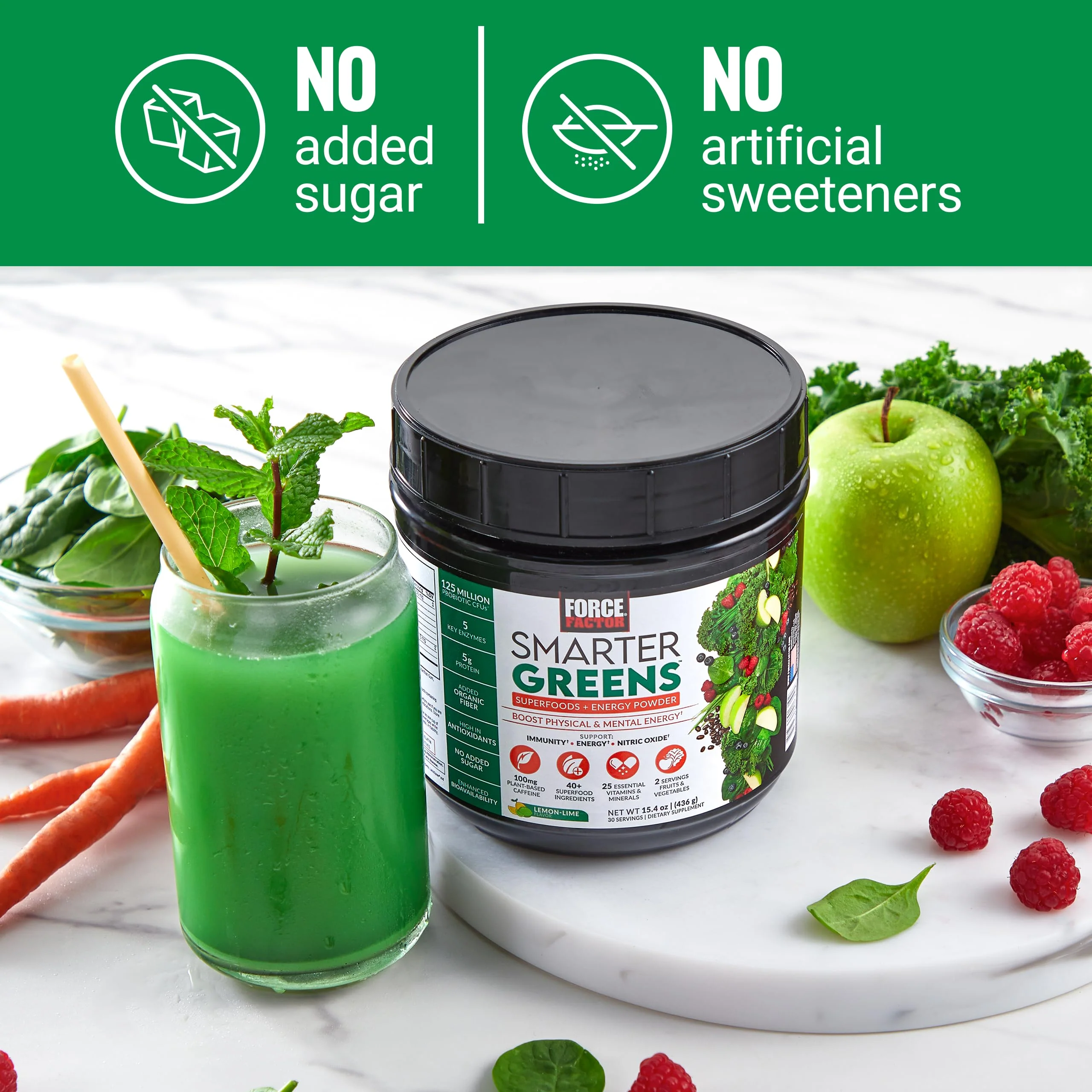 FORCE FACTOR Smarter Greens + Energy Powder – Lemon Lime, 90 Servings - Image 8