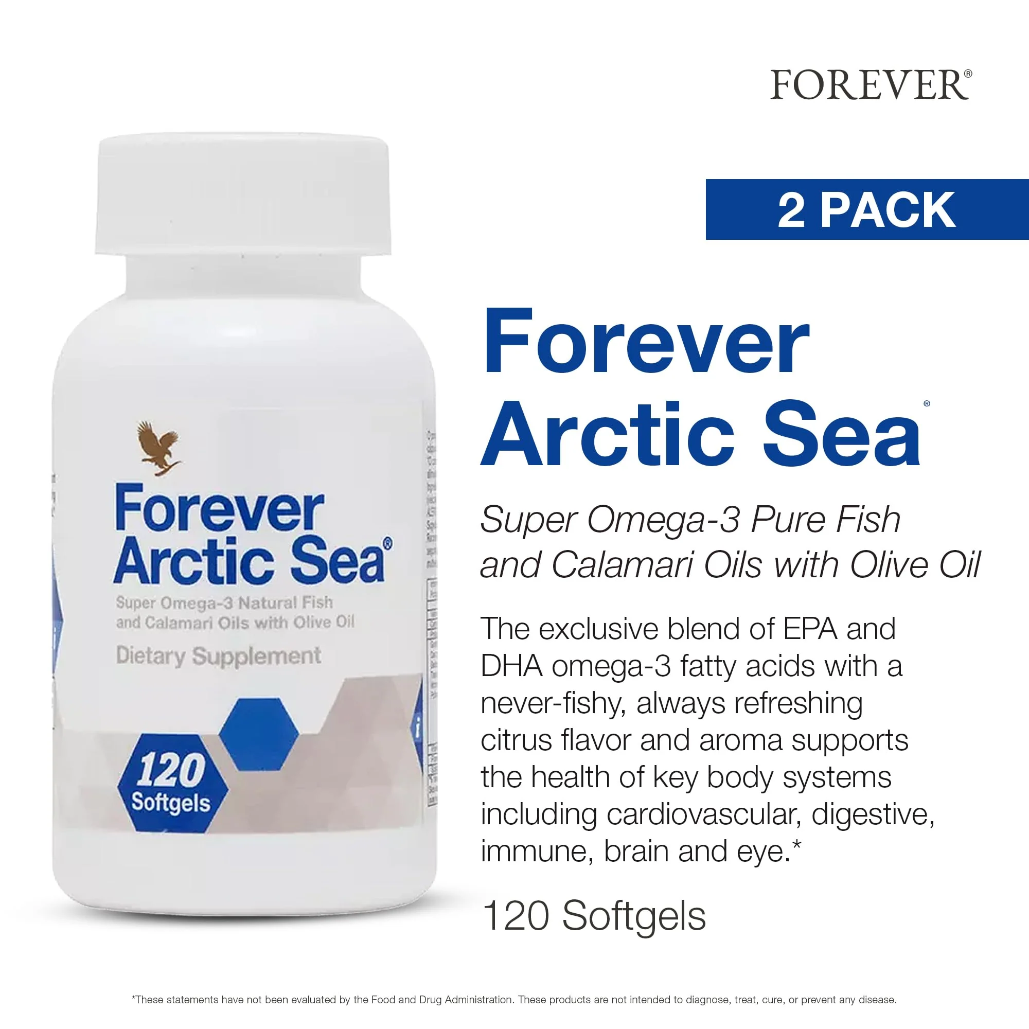 Forever Arctic Sea Omega-3 – EPA & DHA, Gluten-Free, 240 Softgels (Pack of 2) - Image 2