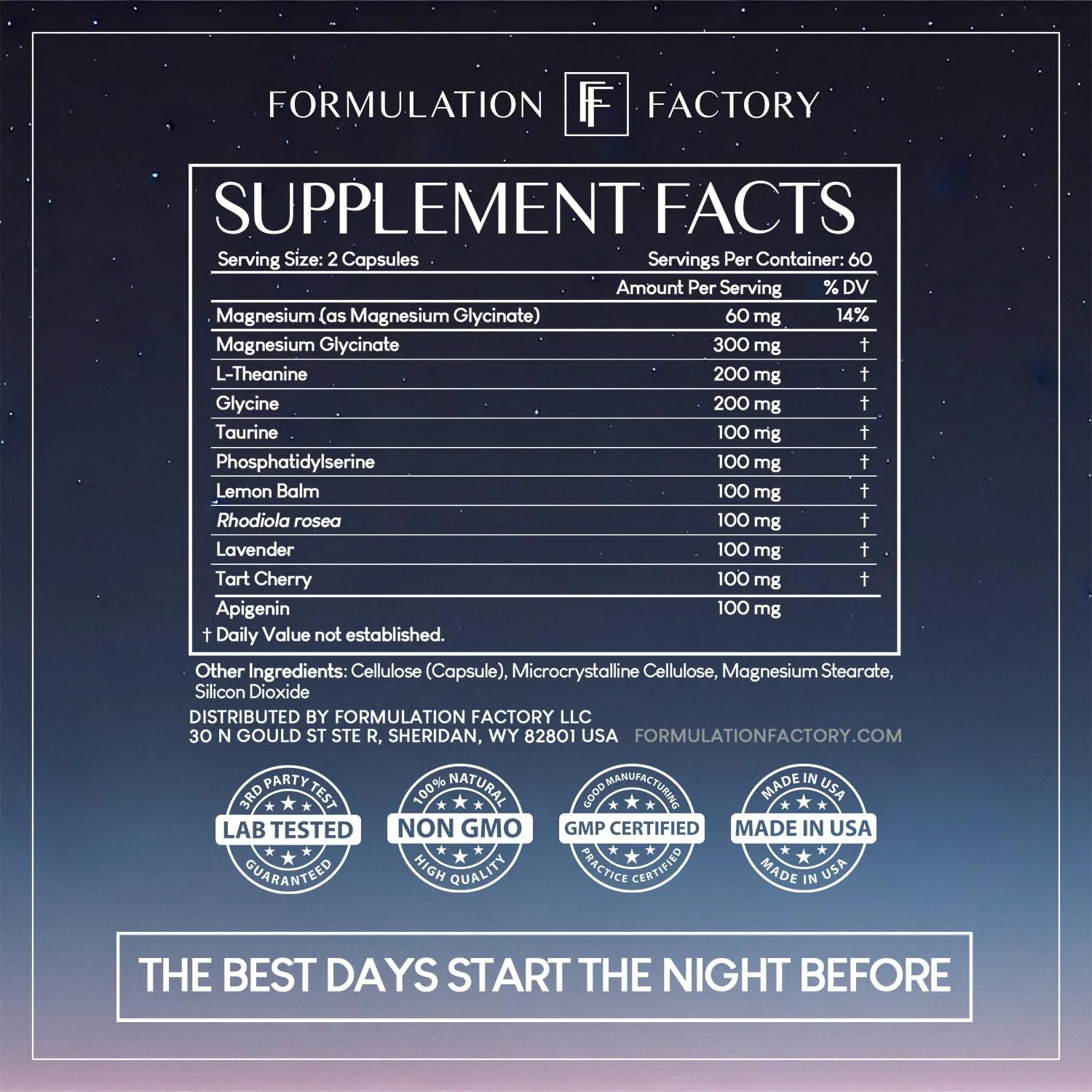 Formulation Factory The Night Before 10-in-1 Midnight Maximizer Sleep Supplement — Magnesium Glycinate, L-Theanine & More (360 Capsules, 6 Months) - Image 8
