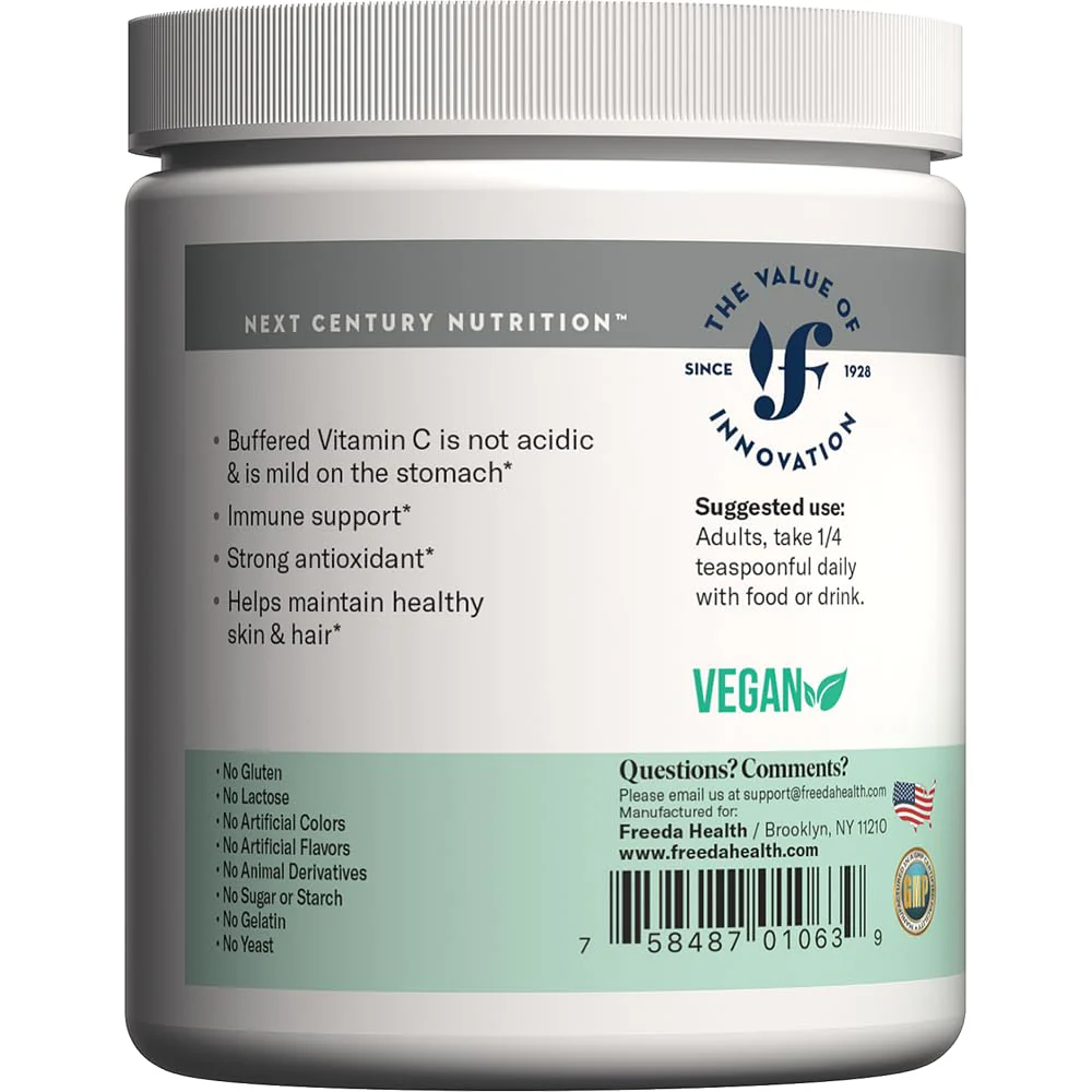 Freeda Buffered Vitamin C Powder – Gentle on Stomach | Kosher & Vegan (16 oz) - Image 9