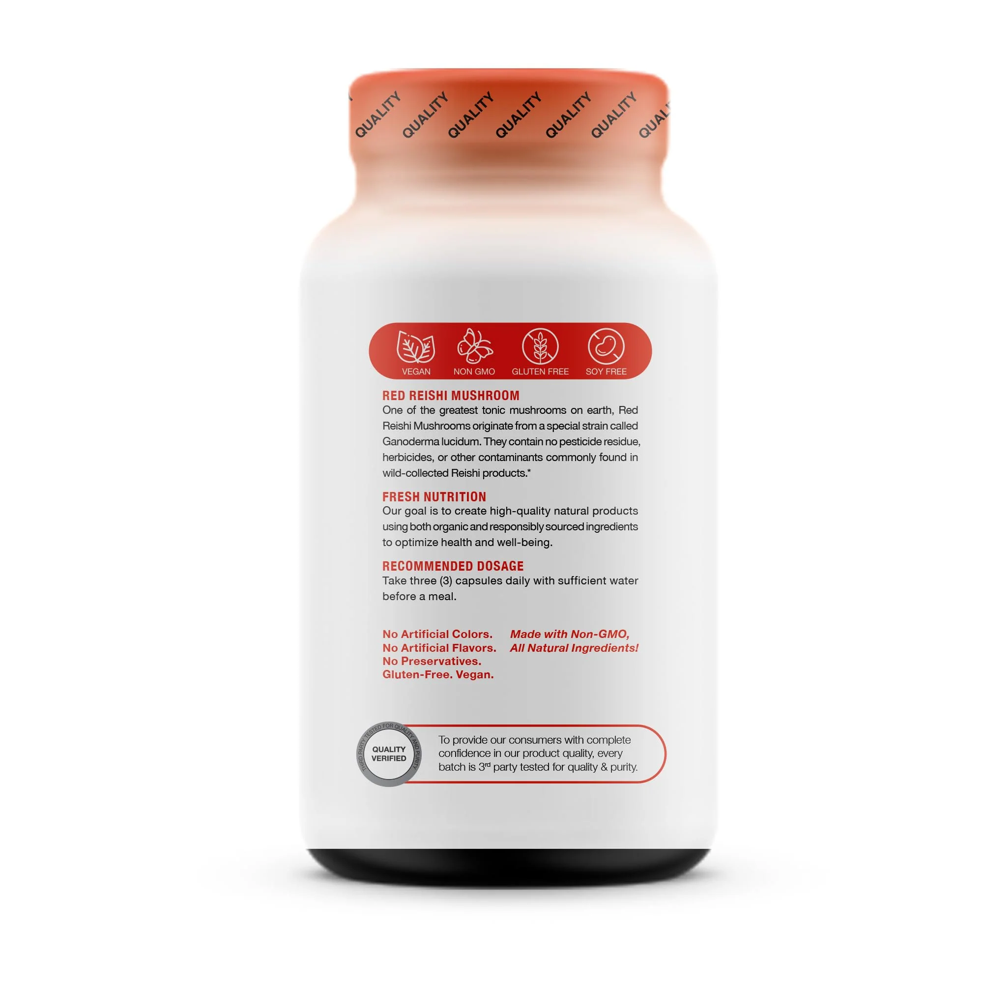 Fresh Nutrition Organic Reishi Mushroom Capsules – Alpha-Glucan Rich Ganoderma Lucidum, 1500mg Serving, Third-Party Tested – 90 Veggie Caps (Pack of 2) - Image 11