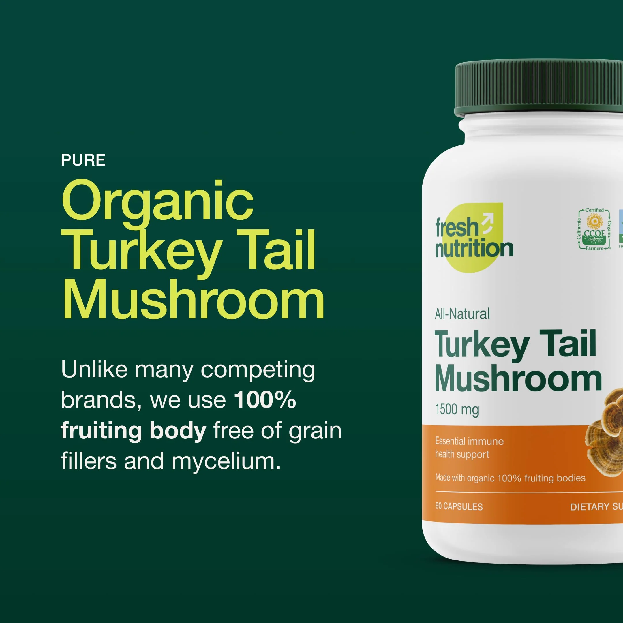 Fresh Nutrition Organic Turkey Tail Mushroom Extract – High Beta Glucans, 2-Pack, 180 Vegan Capsules - Image 11