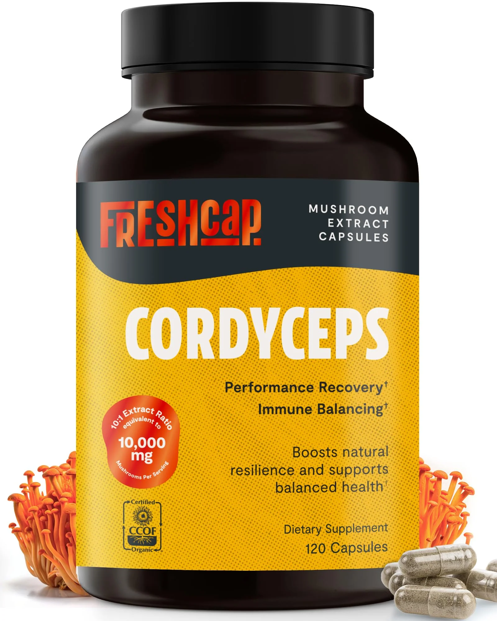 FreshCap Mushrooms Cordyceps Capsules 10,000mg | Energy Support & Nootropic - Image 8