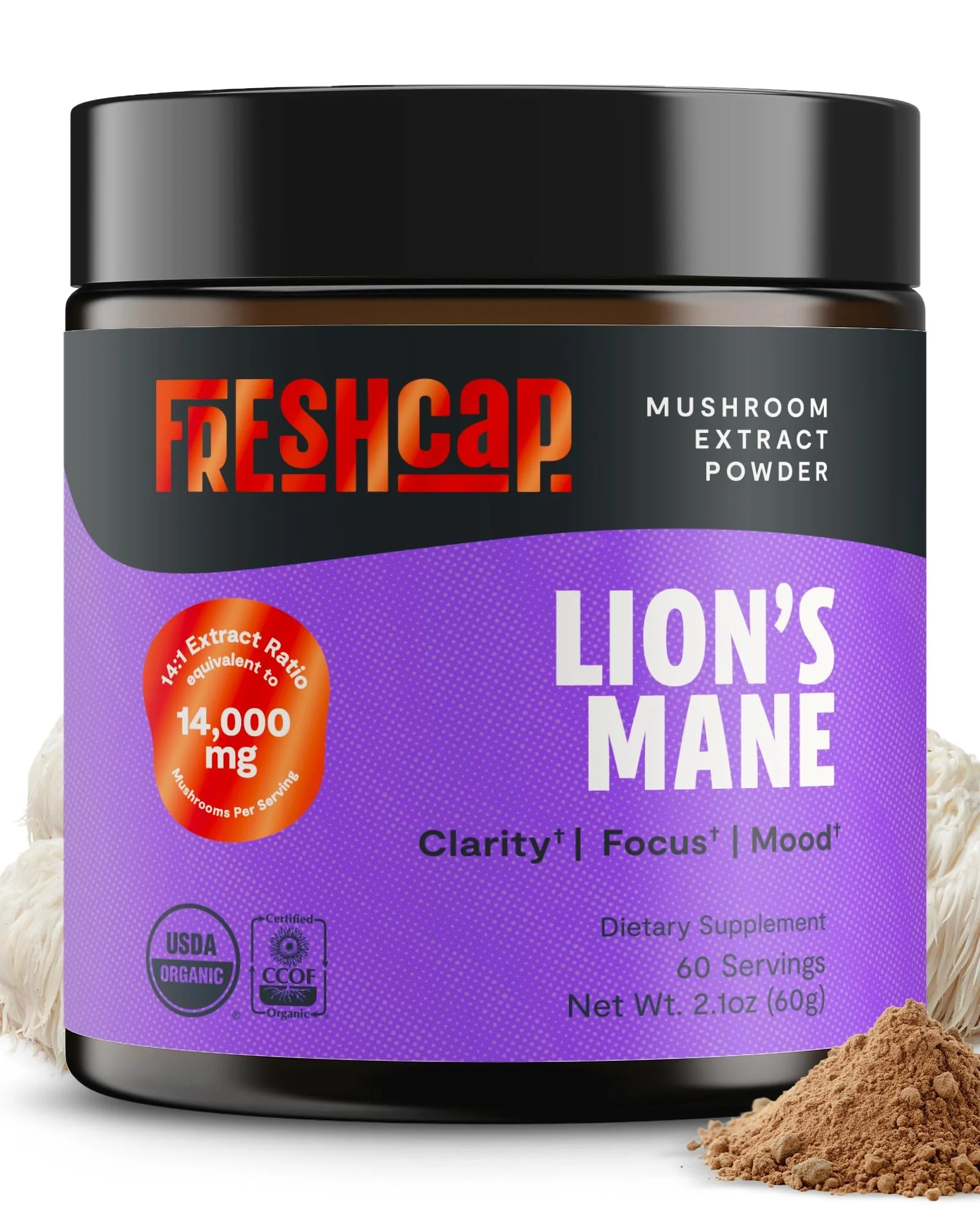 FreshCap Mushrooms Lions Mane Supplement Powder – 14,000mg per Serving, Organic Lions Mane Extract for Focus & Memory (60 Servings) - Image 10