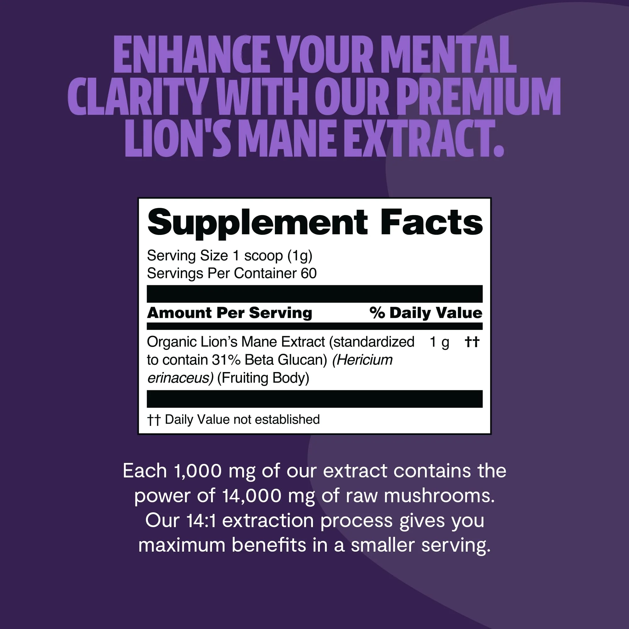 FreshCap Mushrooms Lions Mane Supplement Powder – 14,000mg per Serving, Organic Lions Mane Extract for Focus & Memory (60 Servings) - Image 4