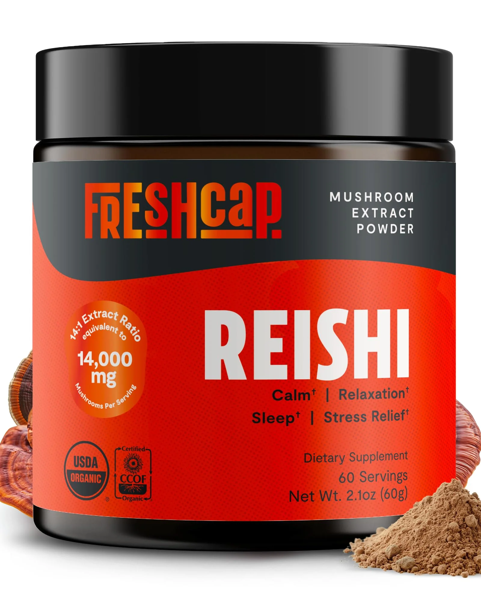 FreshCap Mushrooms Reishi Powder — 14,000mg Organic Dual-Extract, 60 Servings - Image 10