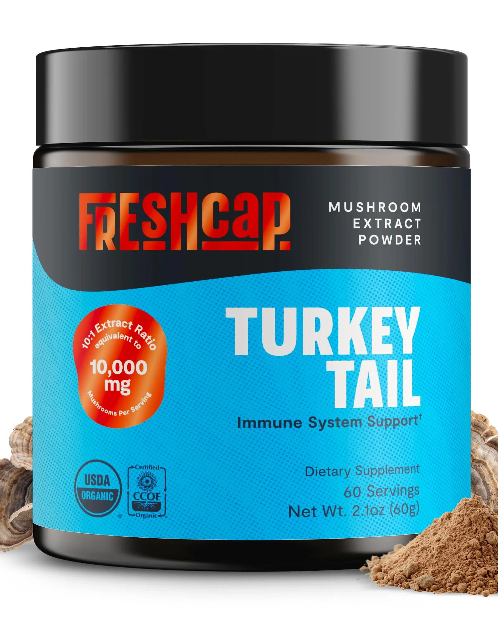 FreshCap Mushrooms Turkey Tail Mushroom Powder 10,000mg — Immune Support & Nootropic Extract (60 Servings) - Image 10