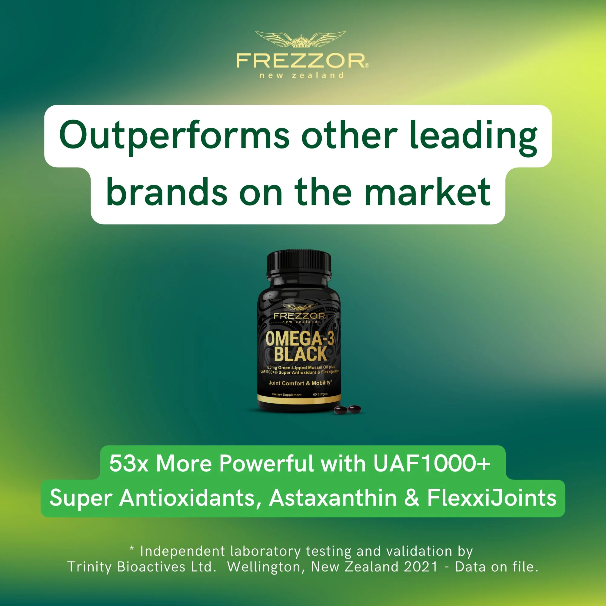 FREZZOR Omega 3 Black – Joint Comfort, NZ Green-Lipped Mussel Oil, 60 Softgels - Image 6
