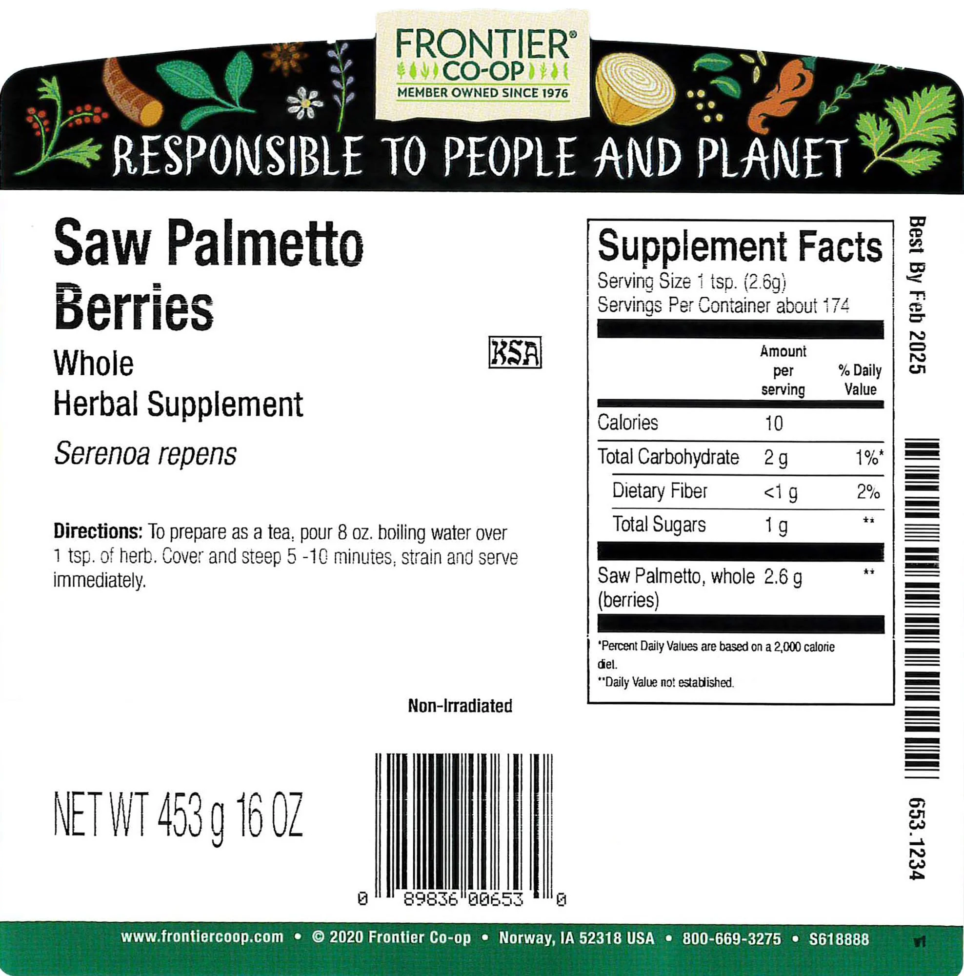 Frontier Co-op Saw Palmetto Berries 1lb Bulk Bag – Whole, Wildcrafted, Rich in Fatty Acids - Image 2