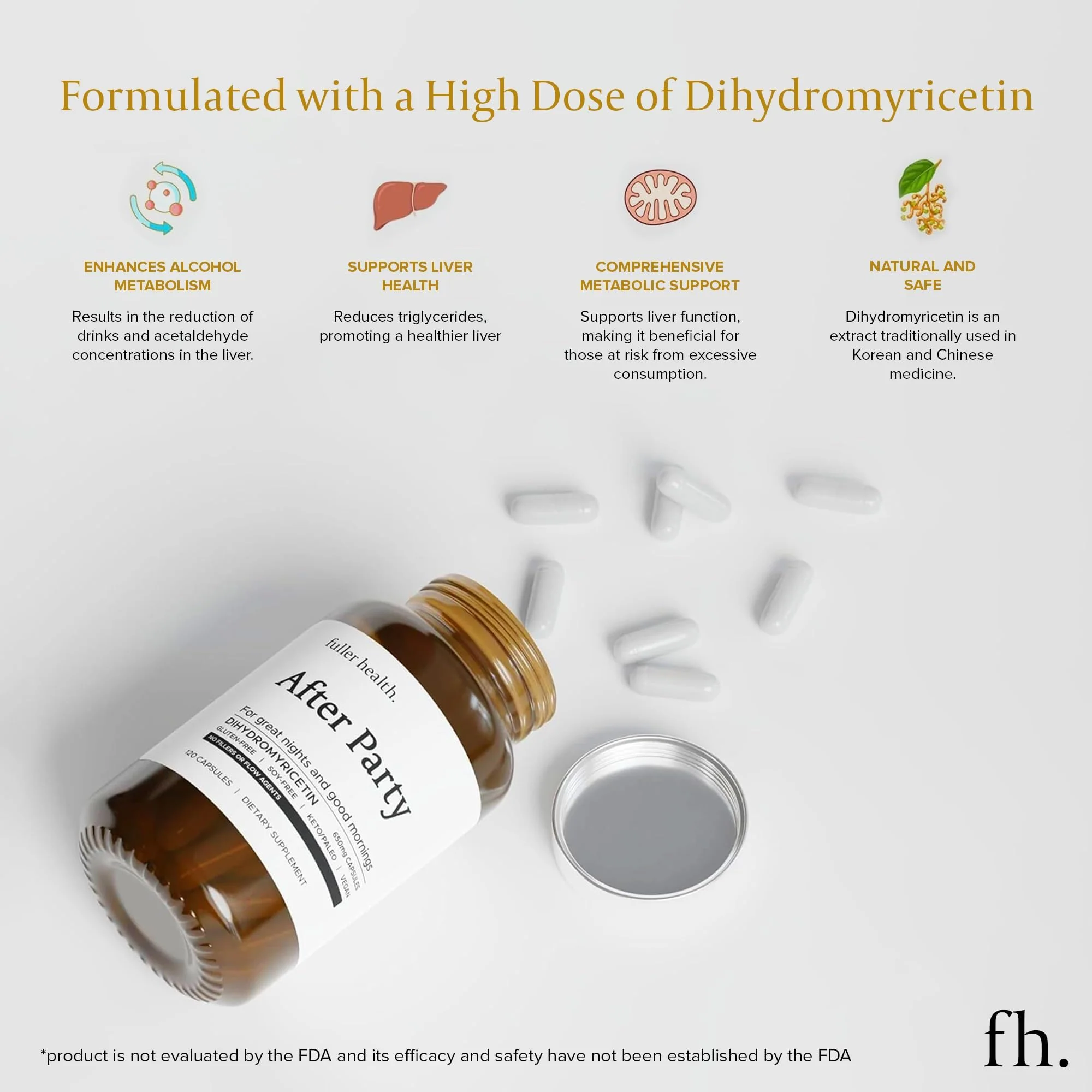 Fuller Health After Party DHM – 650 mg Capsules for Liver Support, Metabolism & Energy - Image 4