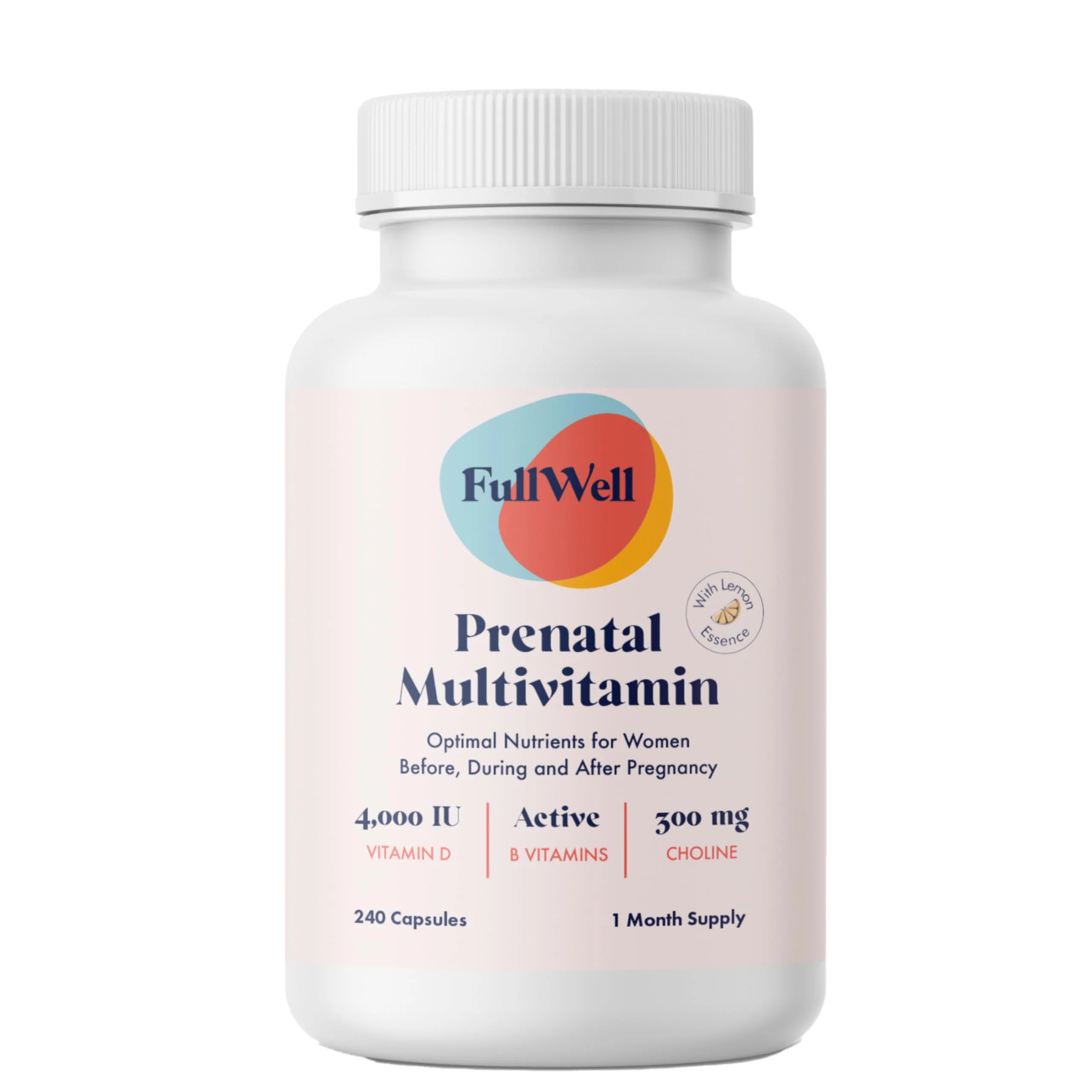 FullWell Prenatal Vitamins Lemon — 26 Nutrients, Choline, Folate, Vitamin D | Dietitian-Formulated & OB-GYN Recommended