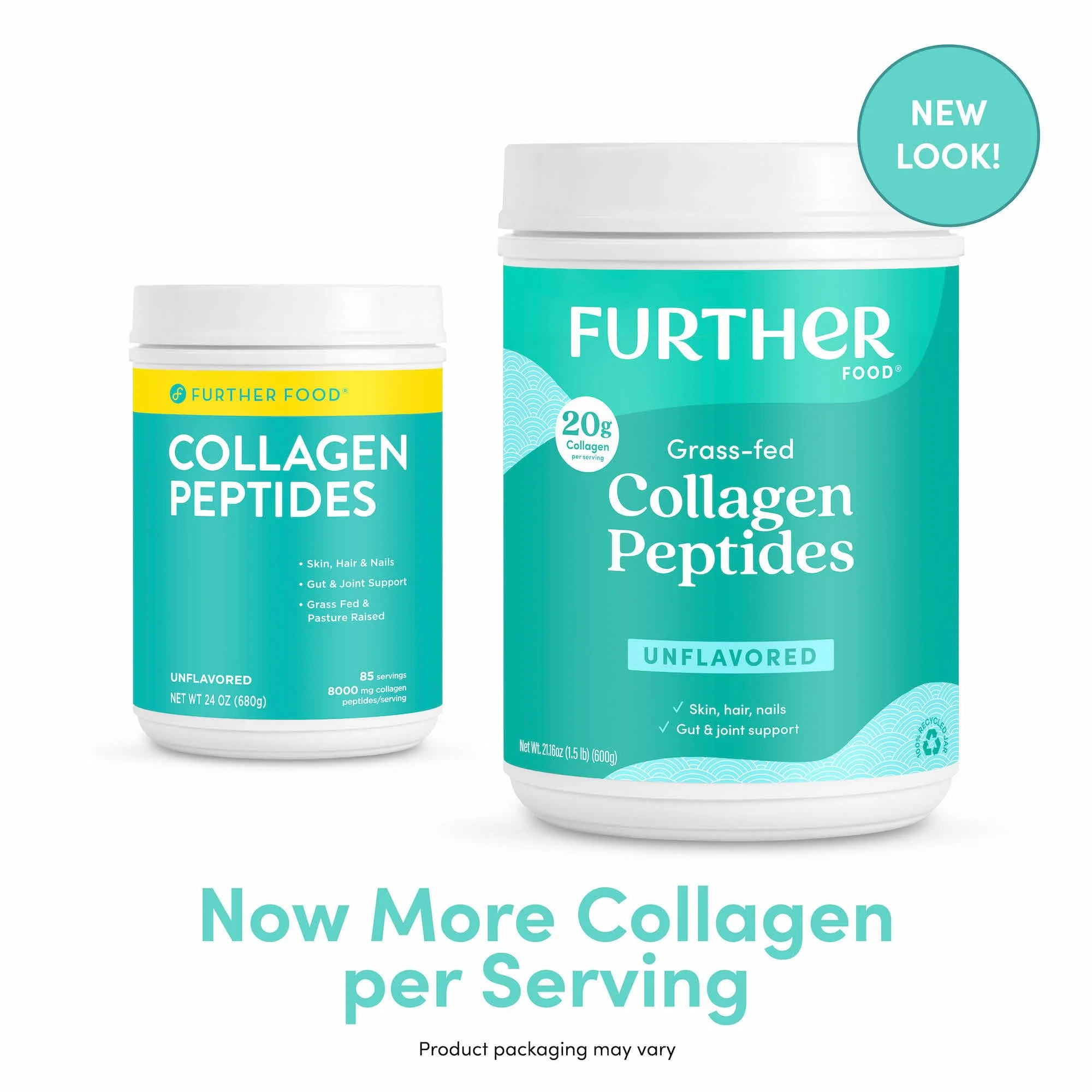 Further Food Unflavored Collagen Peptides Powder – 100% Grass-Fed, Hydrolyzed Type 1 & 3, 20g per Serving, 1.5 lb - Image 5