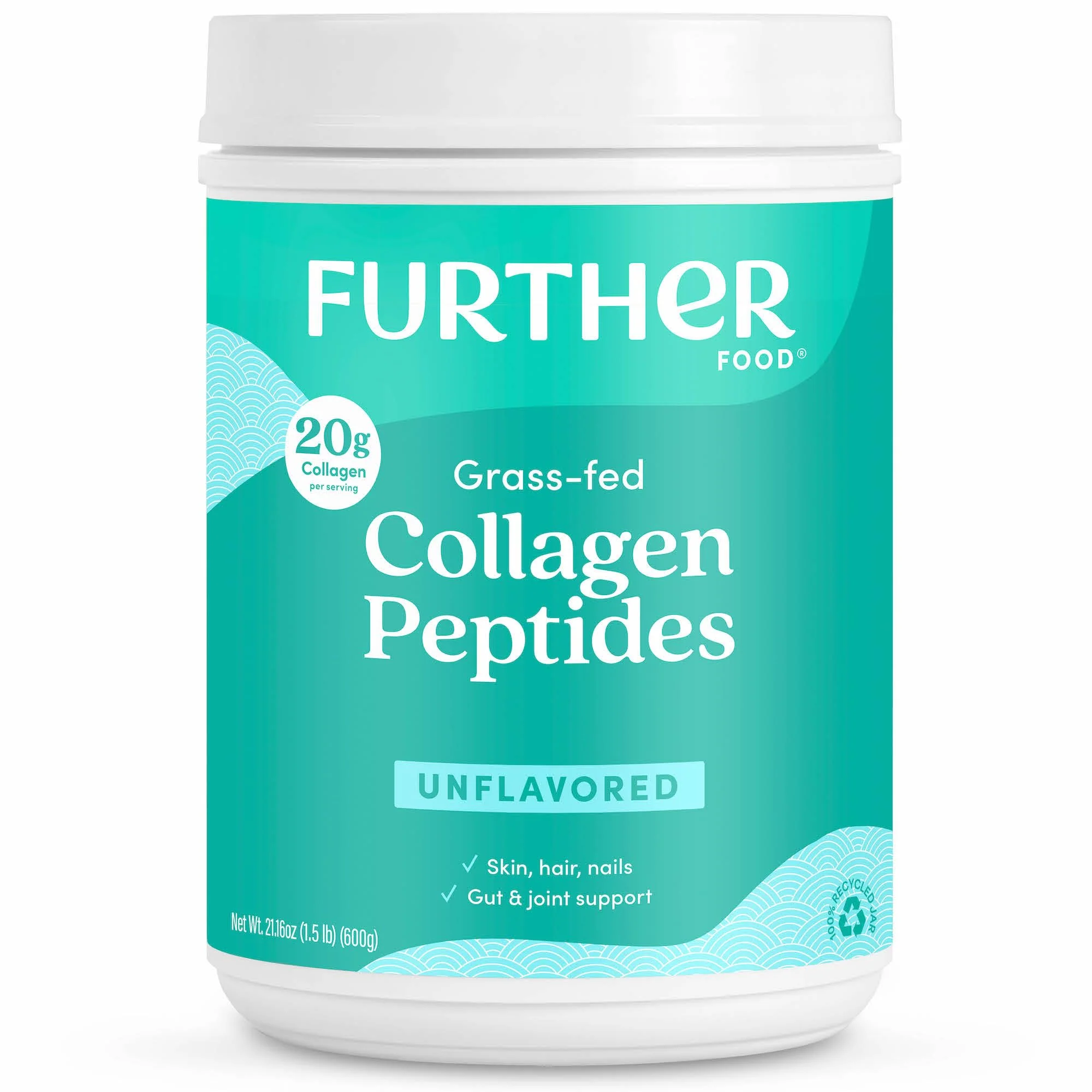 Further Food Unflavored Collagen Peptides Powder – 100% Grass-Fed, Hydrolyzed Type 1 & 3, 20g per Serving, 1.5 lb - Image 7