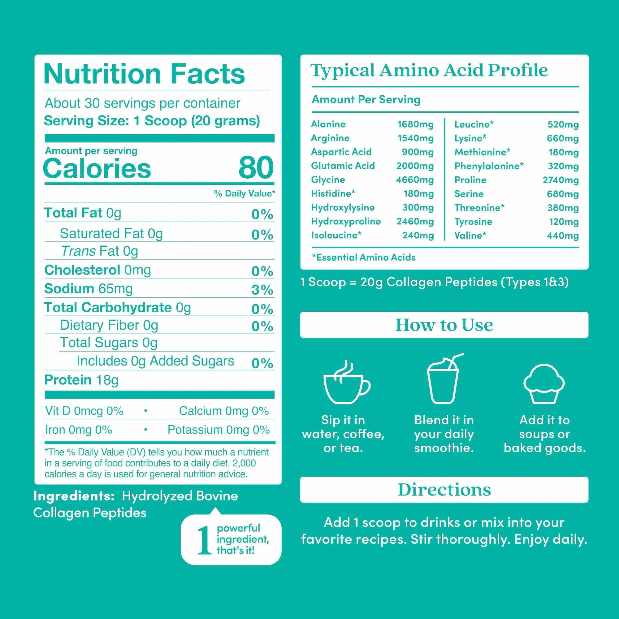 Further Food Unflavored Collagen Peptides Powder – 100% Grass-Fed, Hydrolyzed Type 1 & 3, 20g per Serving, 1.5 lb - Image 8