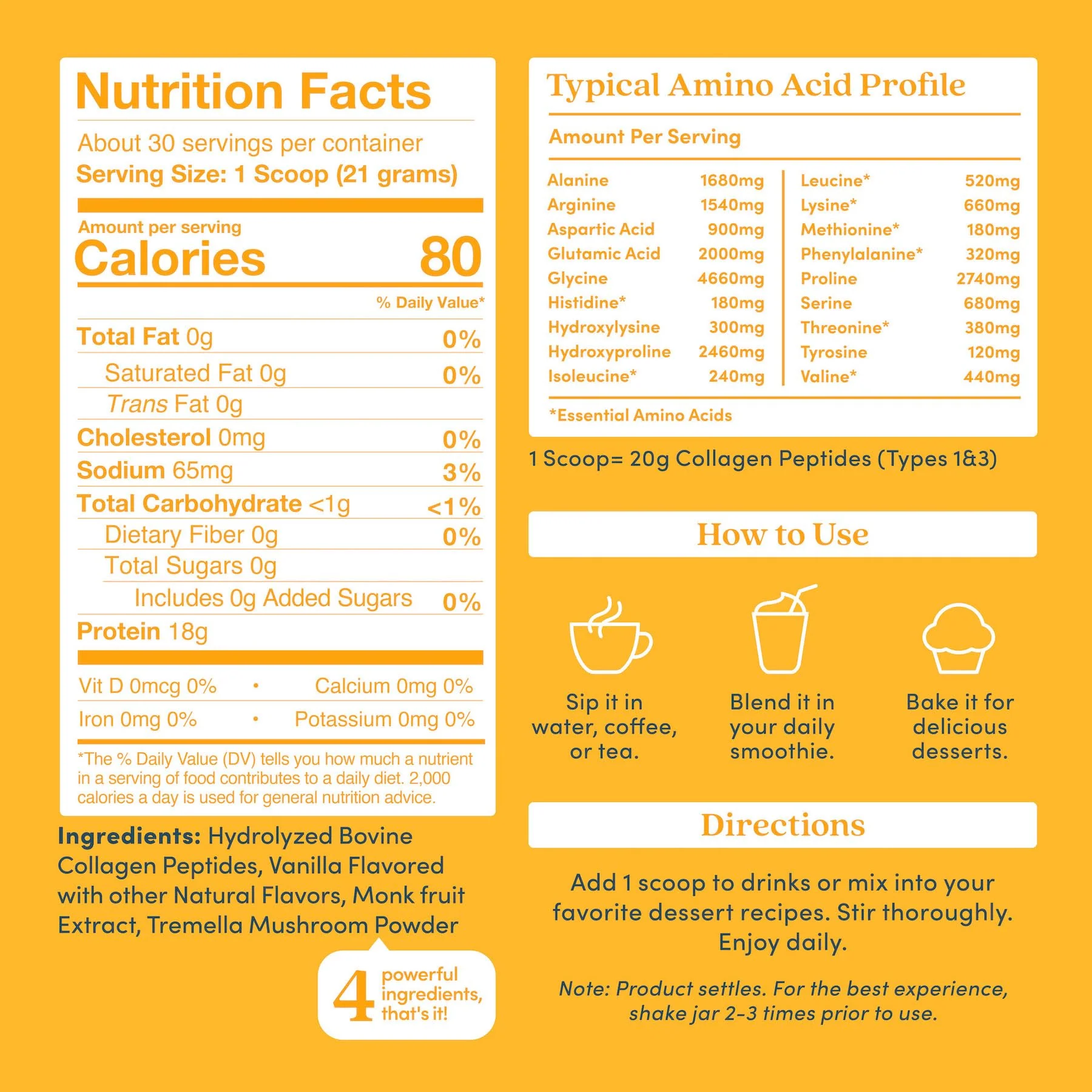 Further Food Vanilla Collagen Peptides with Tremella – Grass-Fed, 20g per Serving, 22.22 oz - Image 2