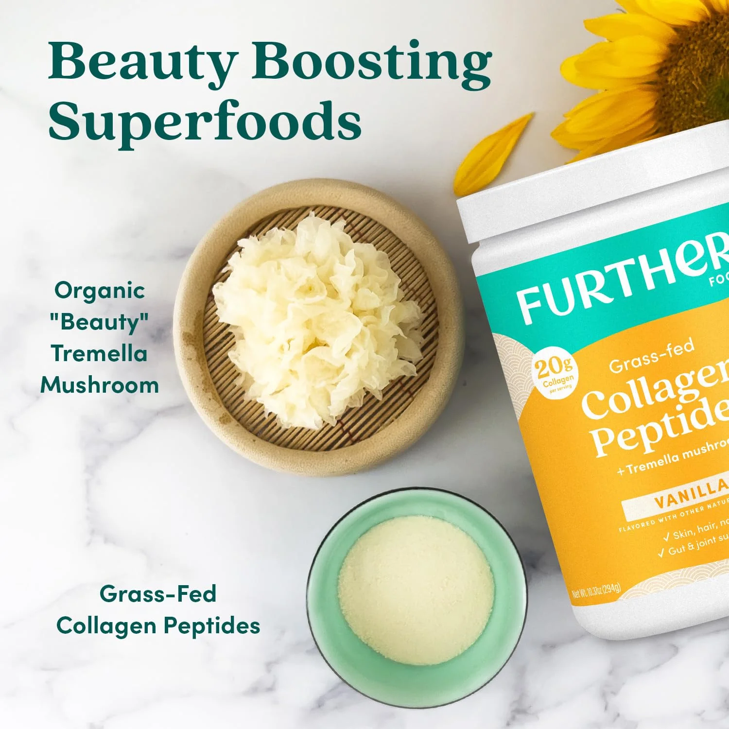 Further Food Vanilla Collagen Peptides with Tremella – Grass-Fed, 20g per Serving, 22.22 oz - Image 5