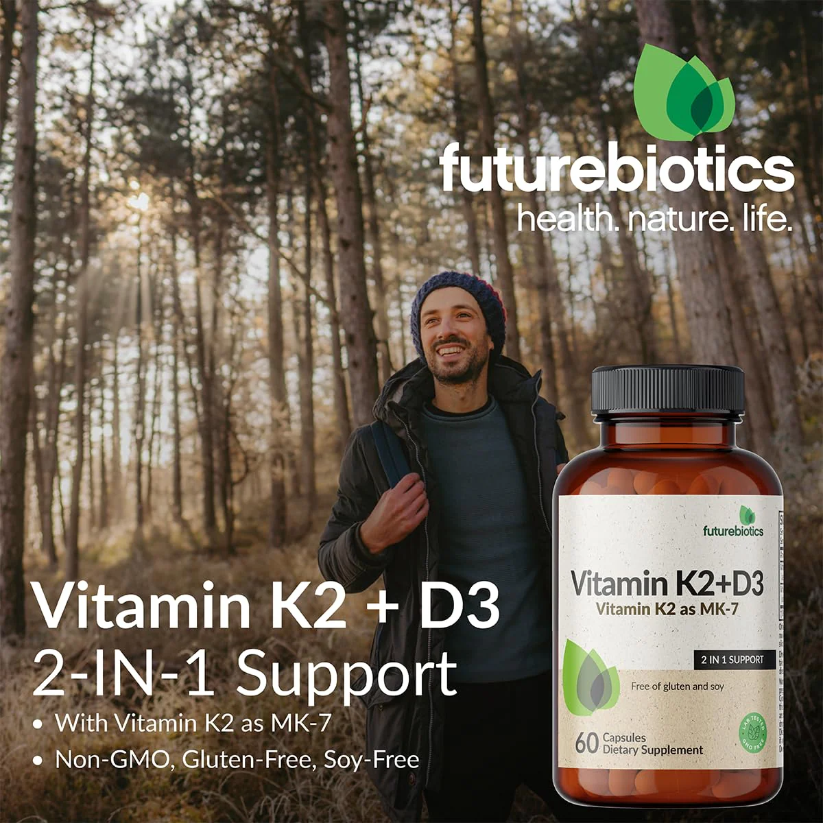 Futurebiotics Vitamin K2 (MK7) with D3 – Non-GMO, 5000 IU D3 & 90 mcg MK-7, 2-Pack (250 Veg Capsules per Bottle) - Image 11