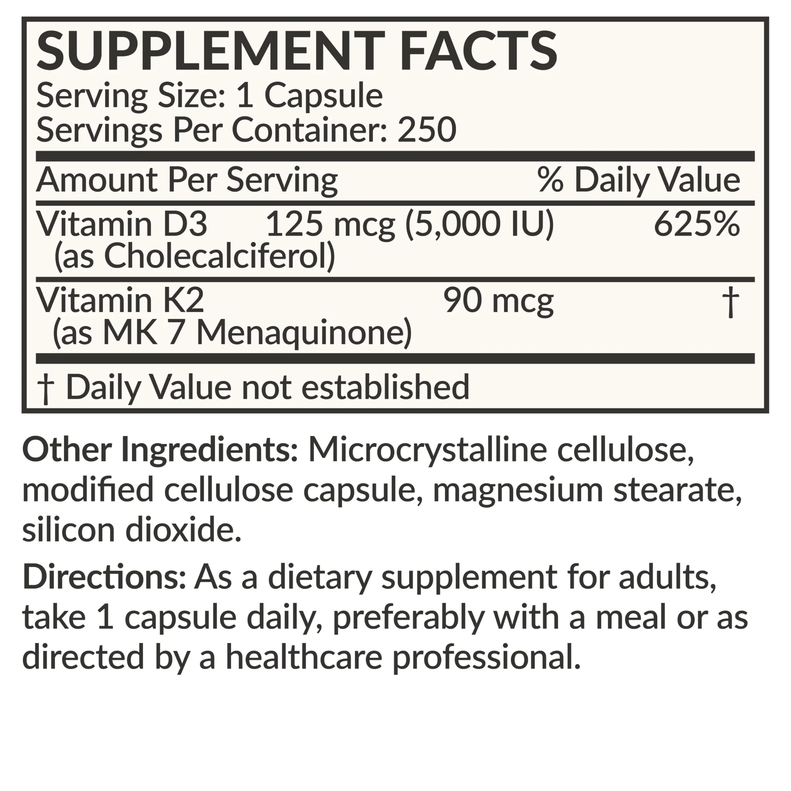 Futurebiotics Vitamin K2 (MK7) with D3 – Non-GMO, 5000 IU D3 & 90 mcg MK-7, 2-Pack (250 Veg Capsules per Bottle) - Image 16