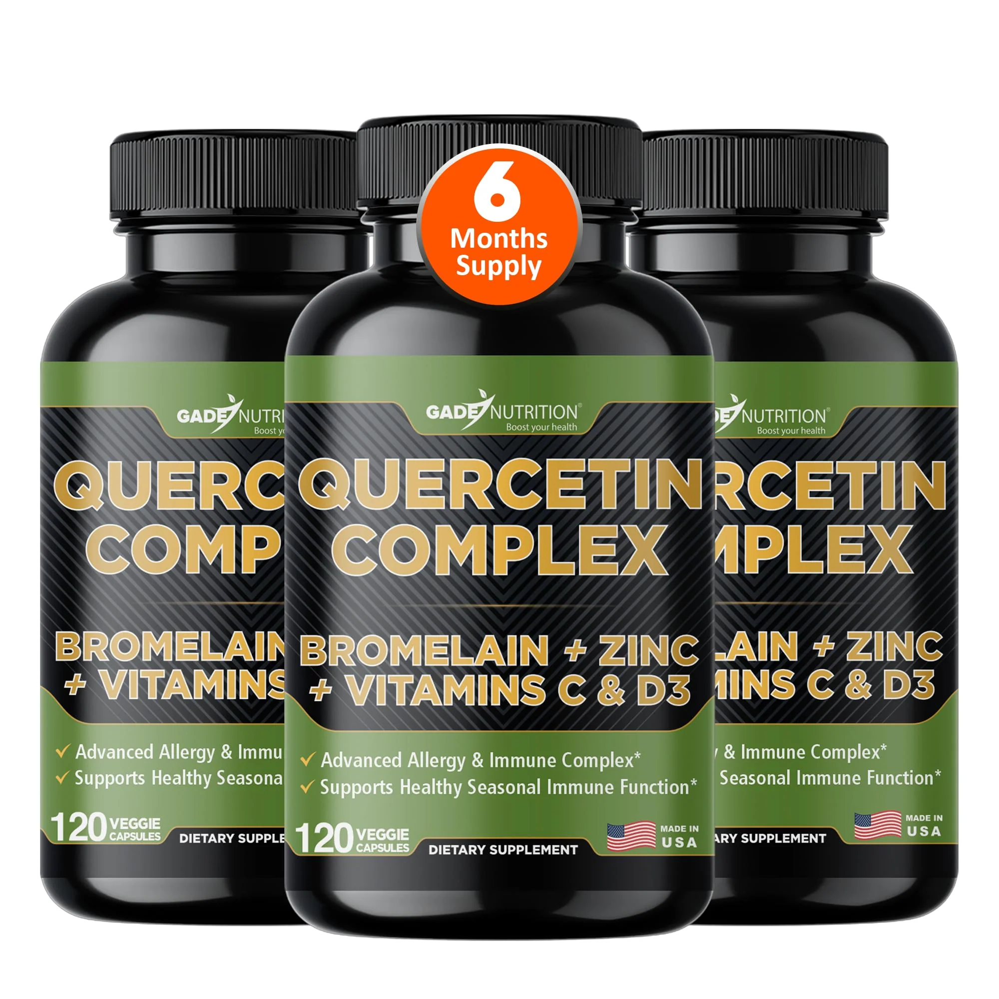GADE NUTRITION Organic Quercetin 500mg with Bromelain, Vitamin C & Zinc | Immune Support Capsules | Made in USA, Third-Party Tested - Image 10