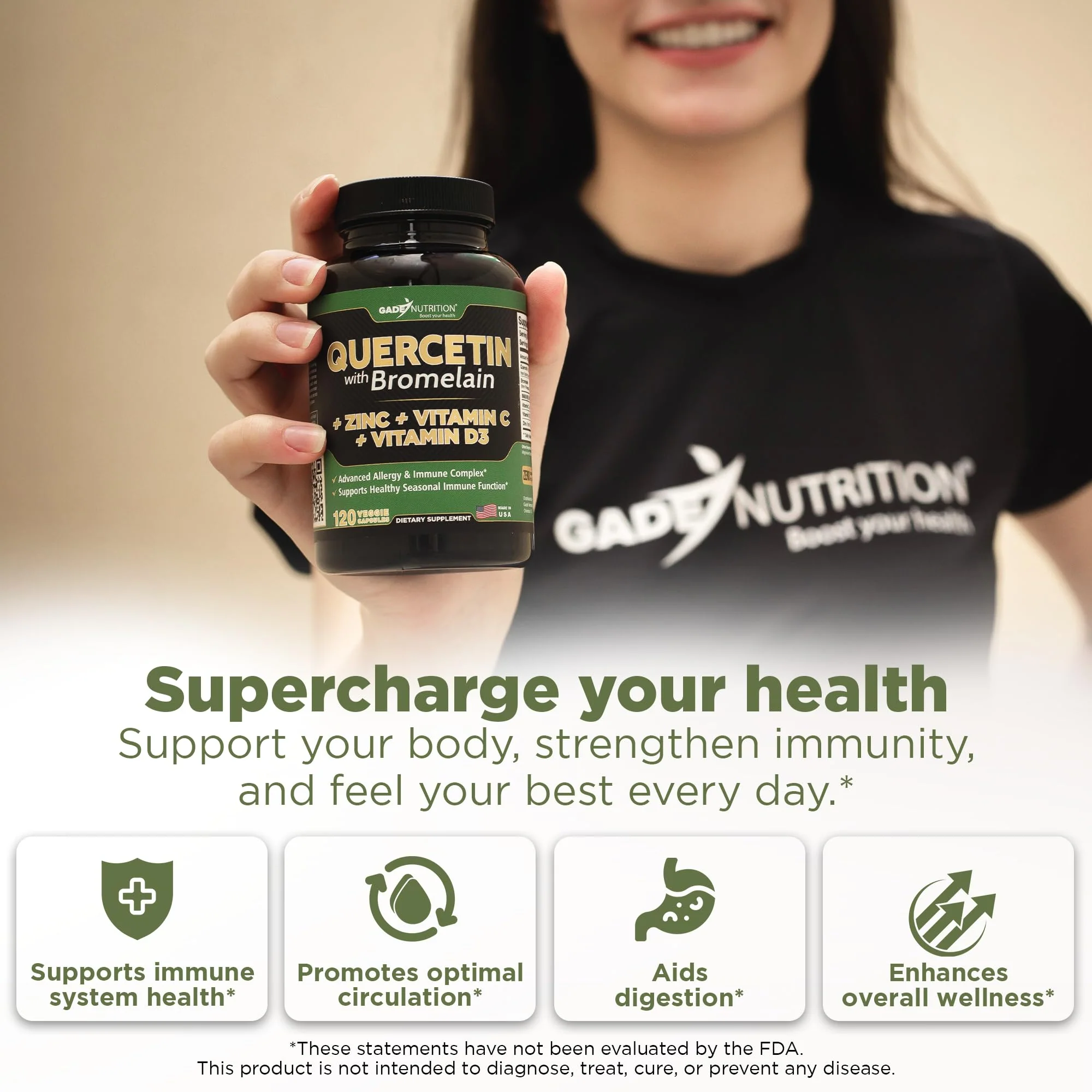 GADE NUTRITION Quercetin 500mg with Bromelain, Vitamin C & Zinc – Immune Support, Veggie Capsules, Non-GMO, Gluten-Free, Vegan – 6 Month Supply - Image 11