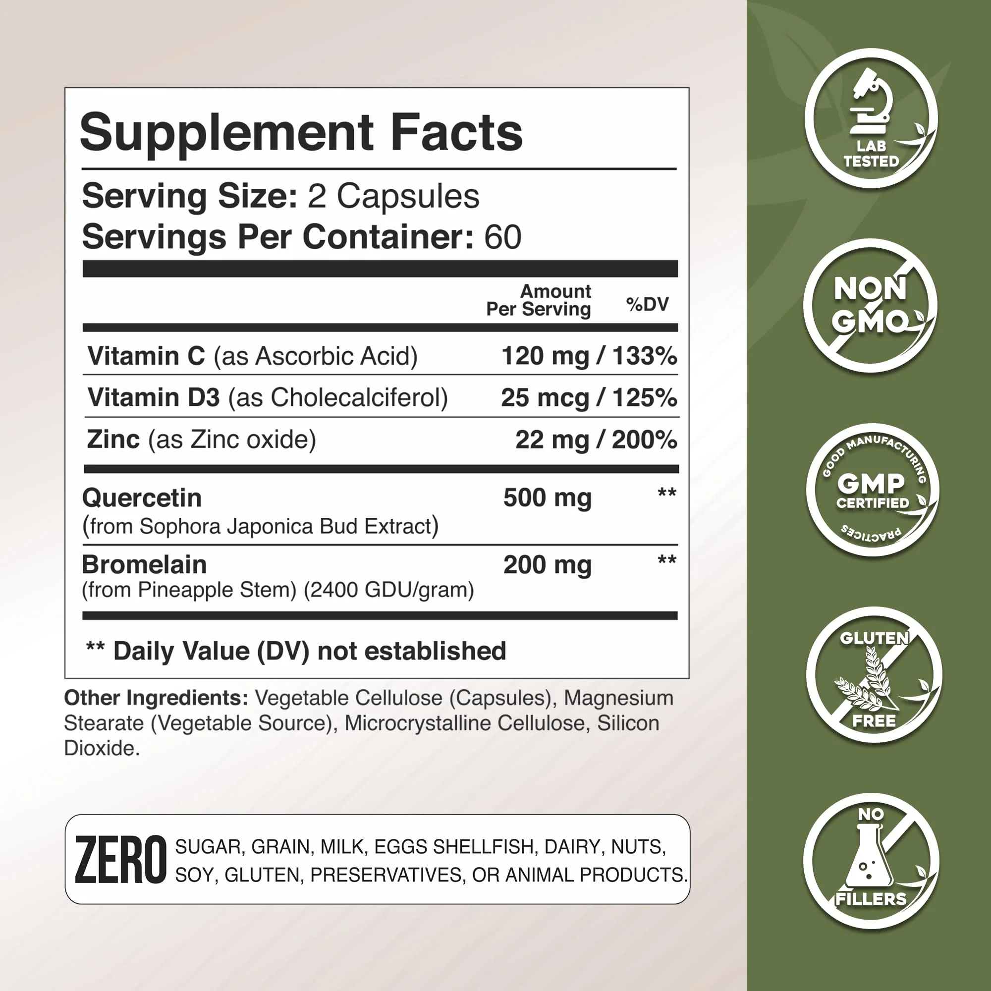 GADE NUTRITION Quercetin 500mg with Bromelain, Vitamin C & Zinc – Immune Support, Veggie Capsules, Non-GMO, Gluten-Free, Vegan – 6 Month Supply - Image 13