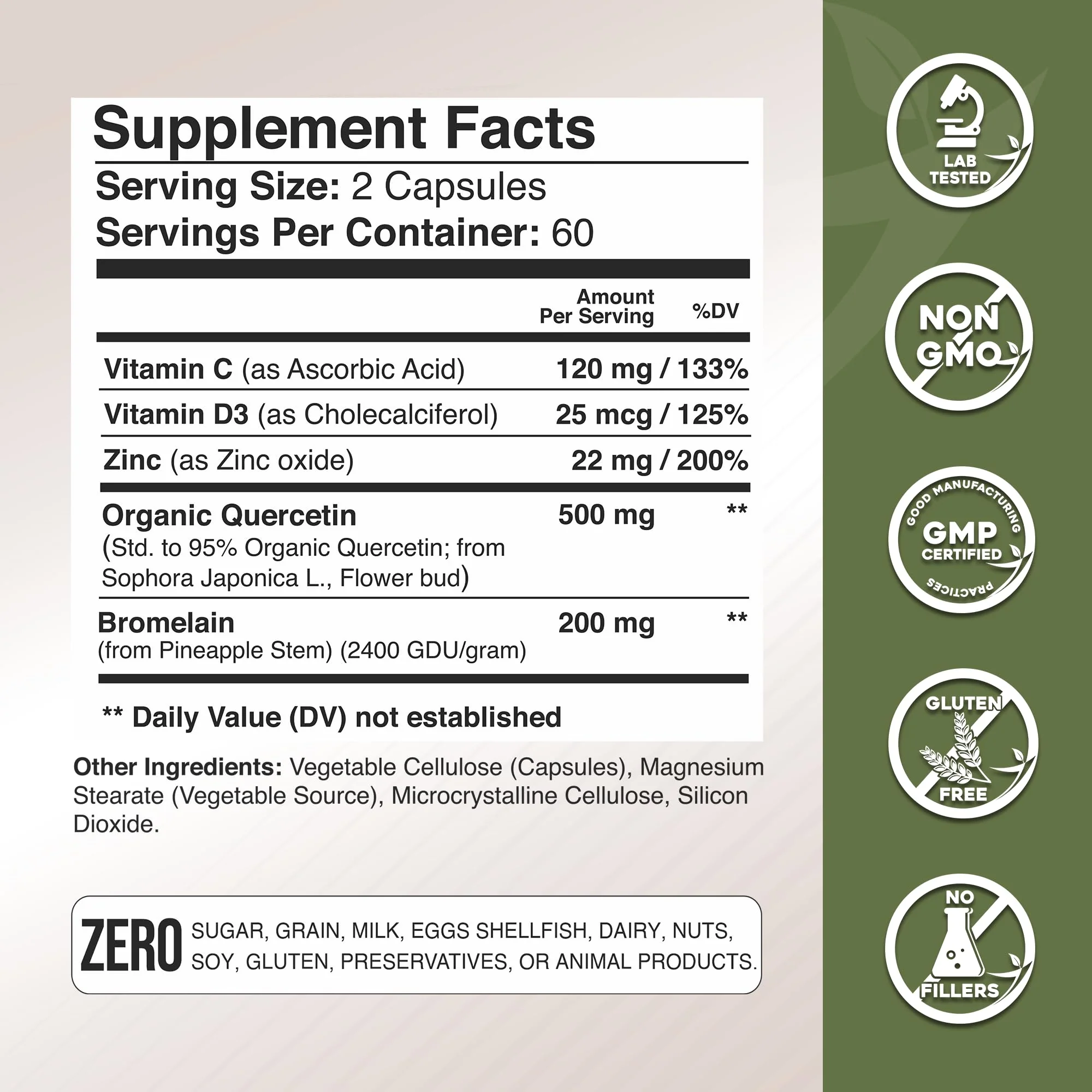 Gade Nutrition Quercetin 500mg with Bromelain, Vitamin C & Zinc - Made in USA - Image 4