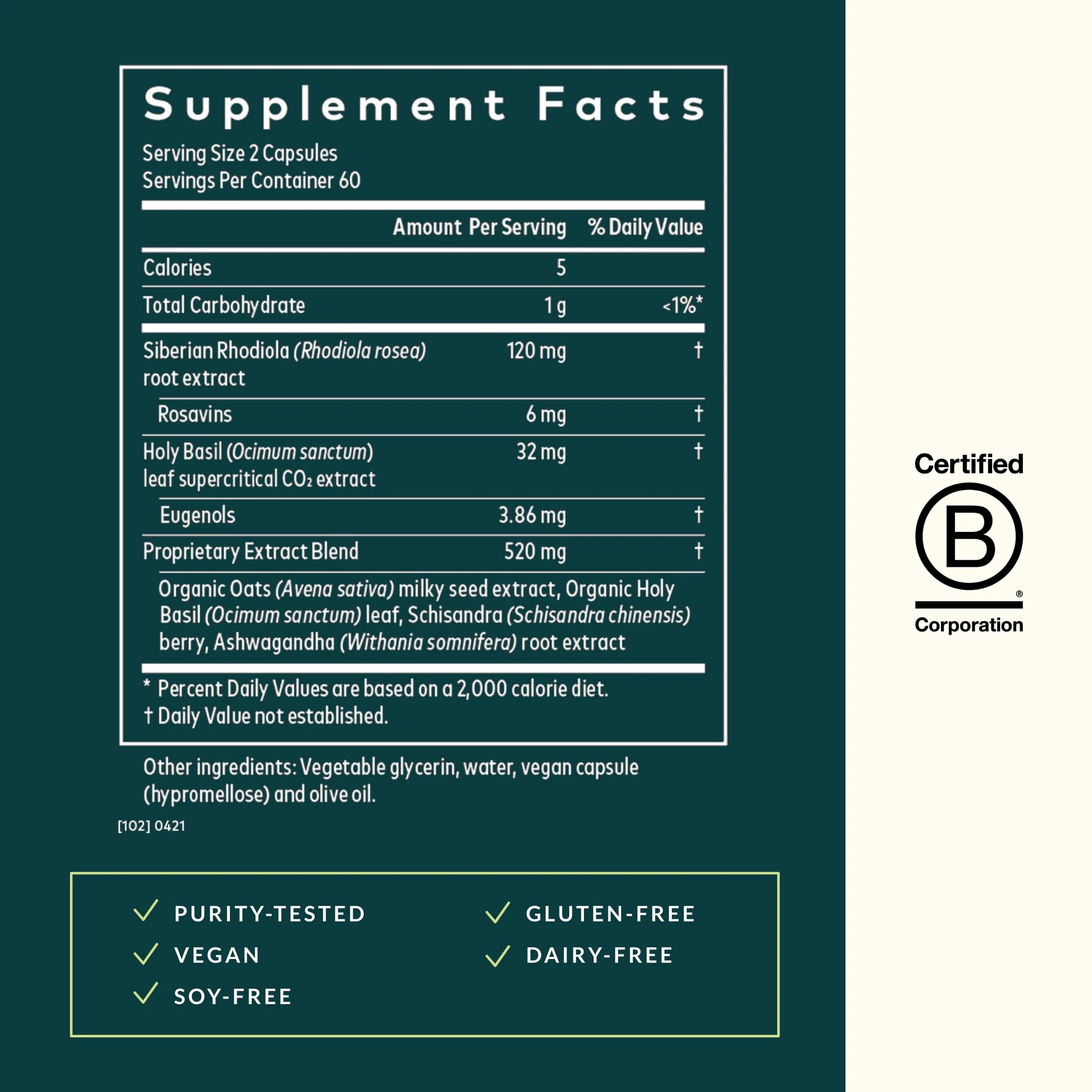 Gaia Herbs Adrenal Health Daily Support - Ashwagandha, Holy Basil & Schisandra | 120 Vegan Liquid Phyto-Caps (60 Servings) - Image 3