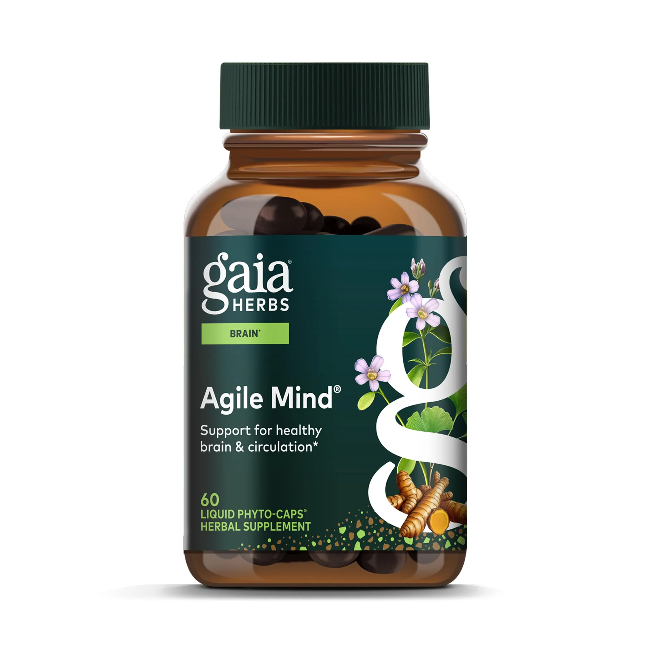 Gaia Herbs Agile Mind – Brain Support with Turmeric, Bacopa, Black Pepper & Ginkgo Biloba | 60 Vegan Liquid Phyto-Capsules - Image 10