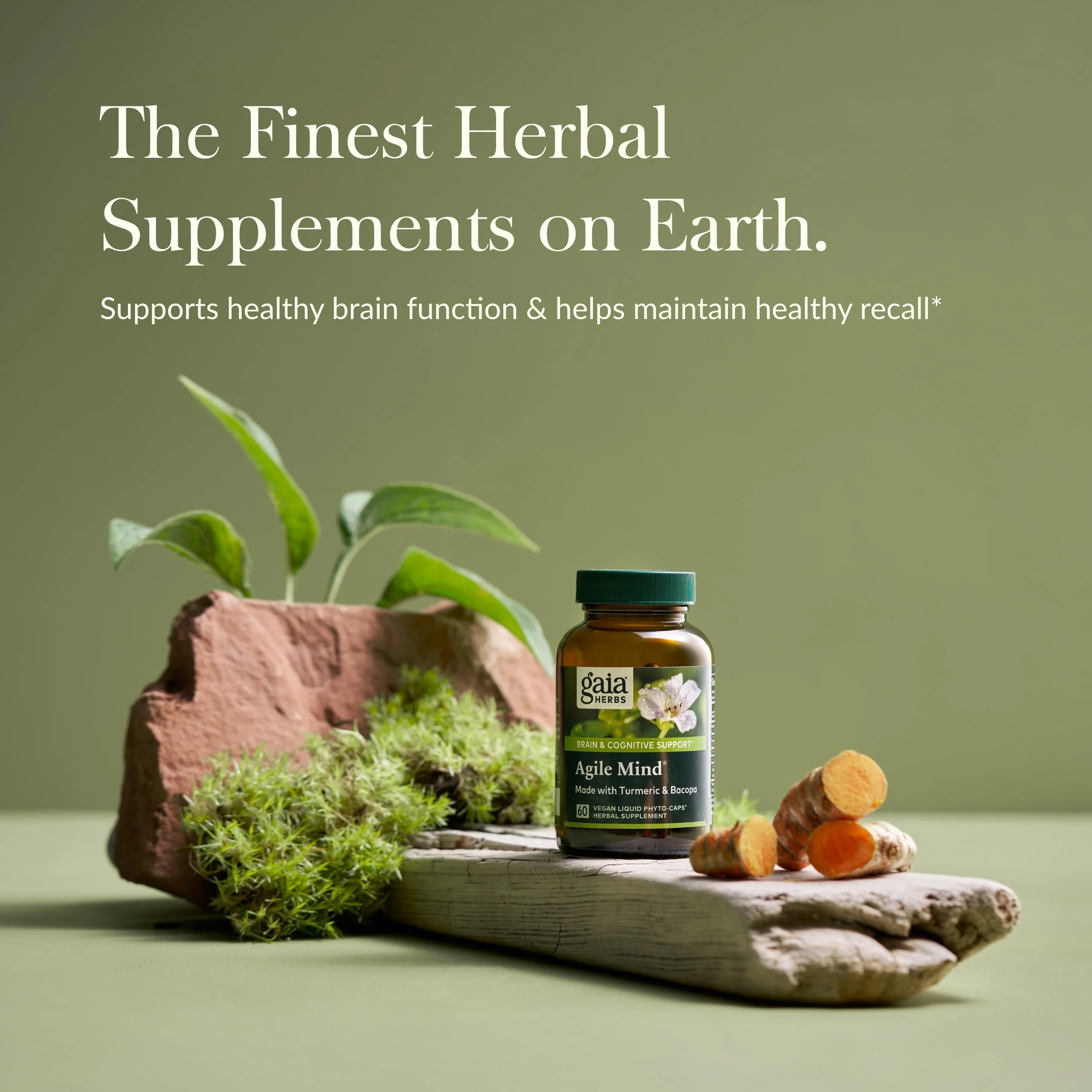 Gaia Herbs Agile Mind – Brain Support with Turmeric, Bacopa, Black Pepper & Ginkgo Biloba | 60 Vegan Liquid Phyto-Capsules - Image 4