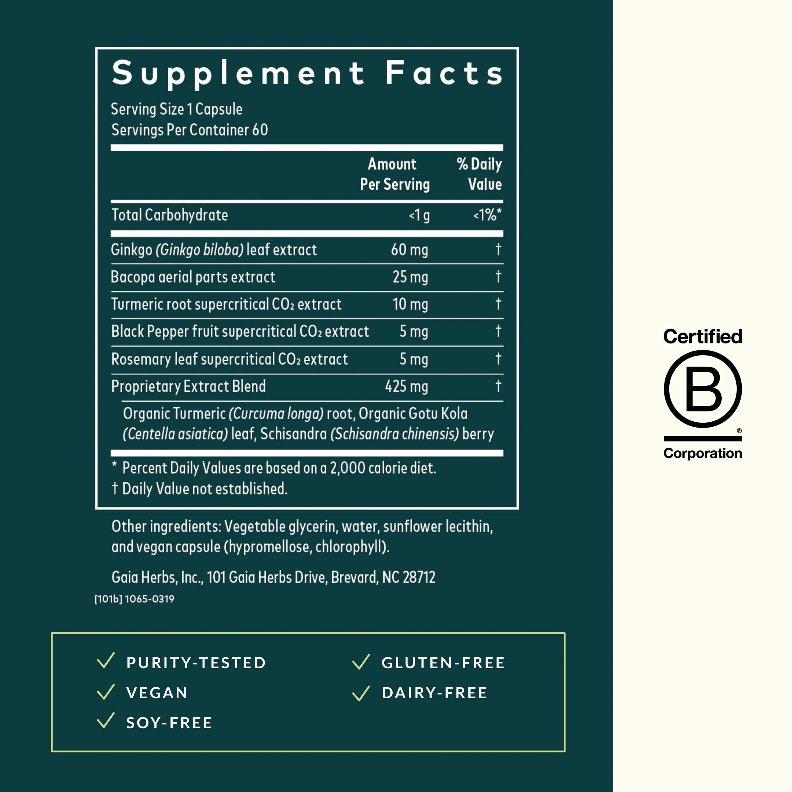 Gaia Herbs Agile Mind – Brain Support with Turmeric, Bacopa, Black Pepper & Ginkgo Biloba | 60 Vegan Liquid Phyto-Capsules - Image 5
