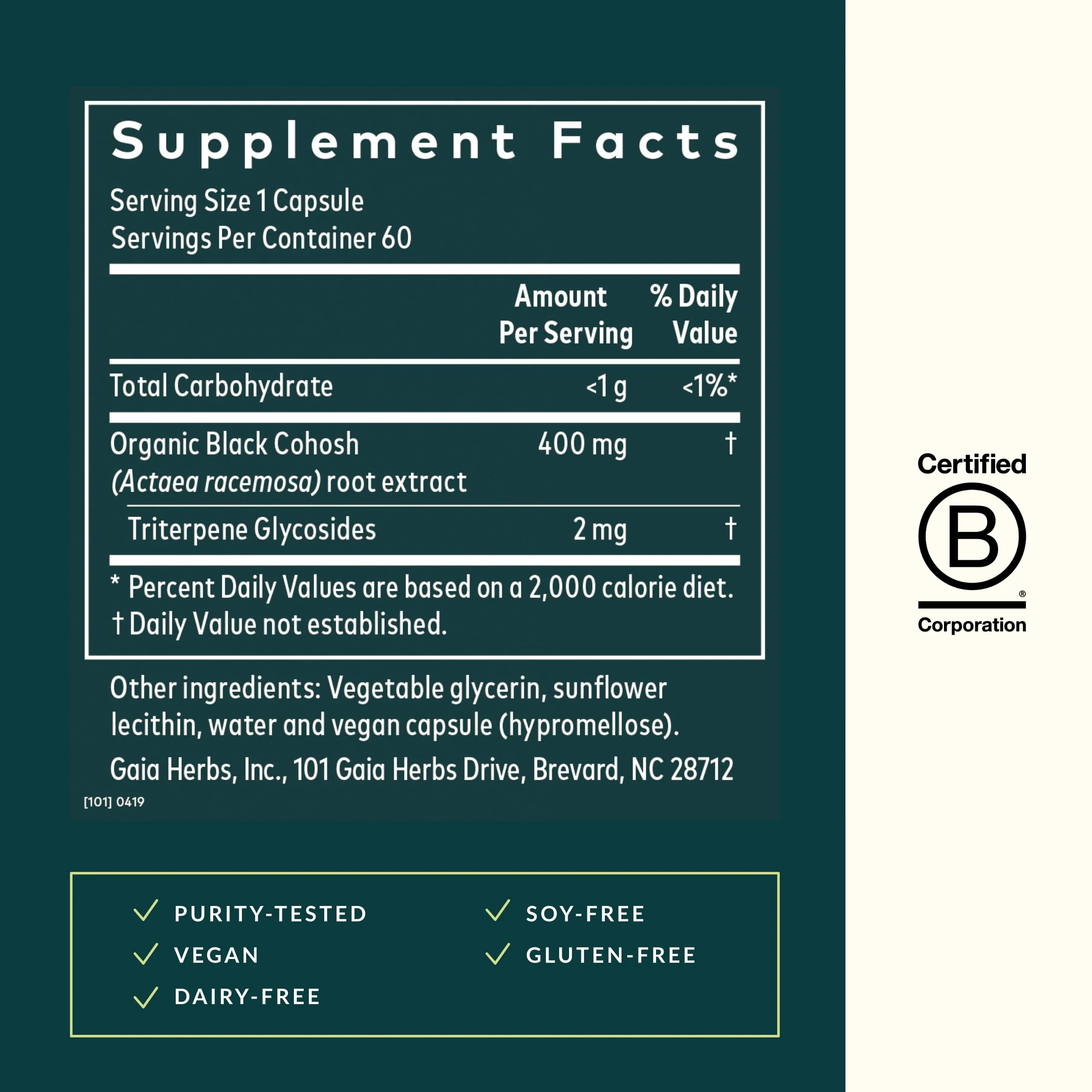 Gaia Herbs Black Cohosh – Menopause Support & Hormone Balance | 60 Vegan Capsules - Image 3