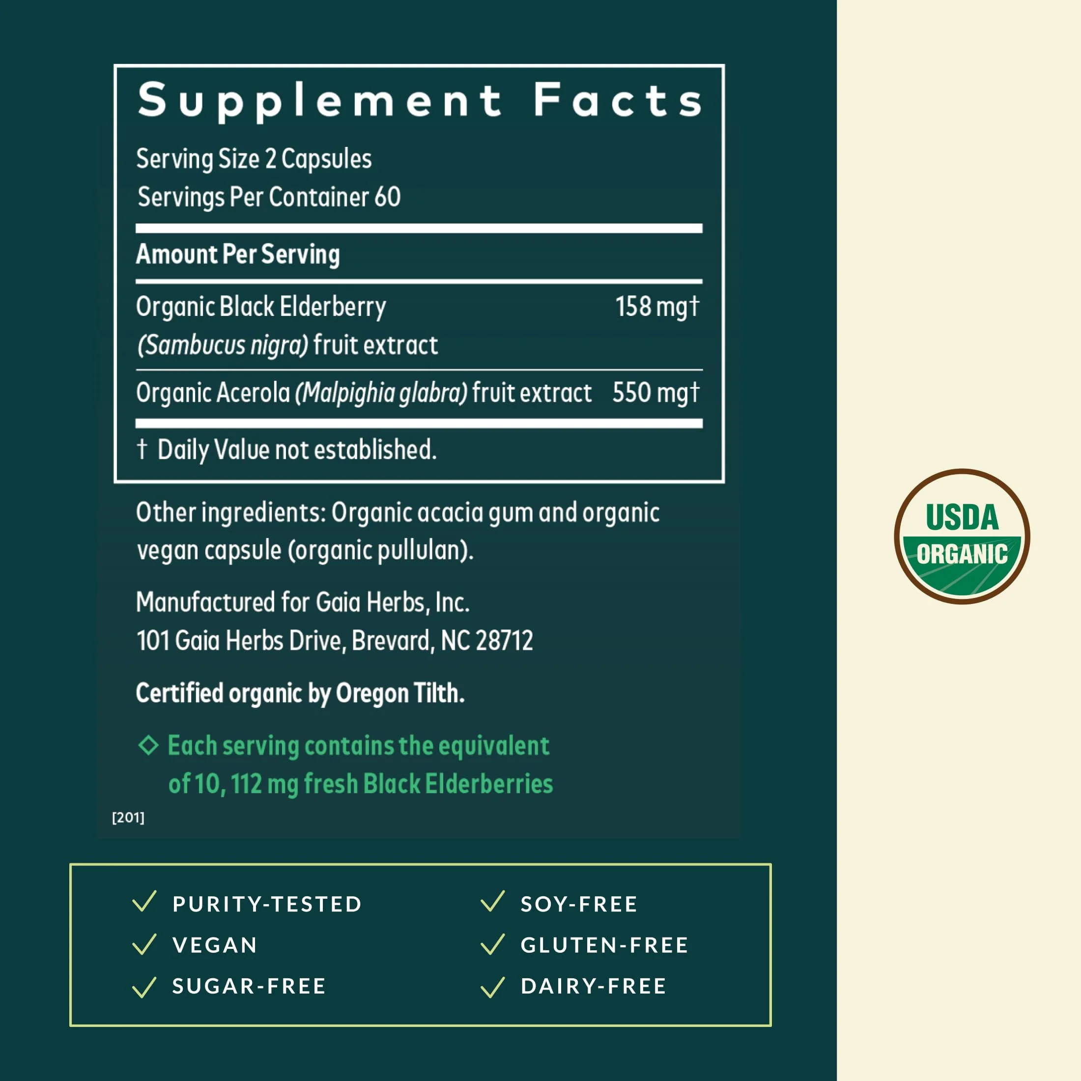 Gaia Herbs Black Elderberry – Daily Immune Support Capsules with Acerola (120 Vegan Capsules, 60 Servings) - Image 12