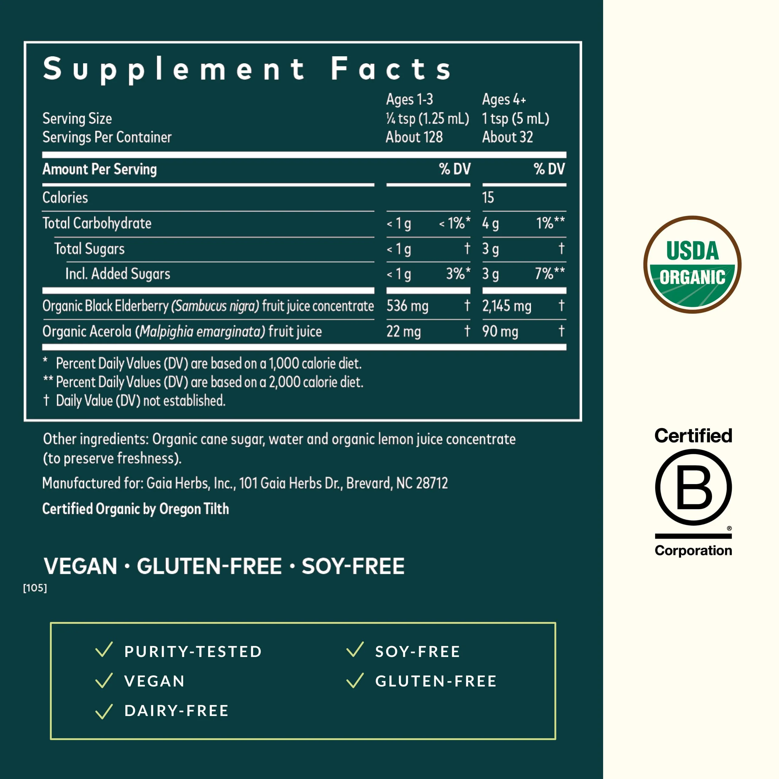 Gaia Herbs Black Elderberry Syrup - Immune Support - Organic Sambucus nigra - 5.4 Fl Oz (32-Day Supply) - USDA Certified Organic - Image 3