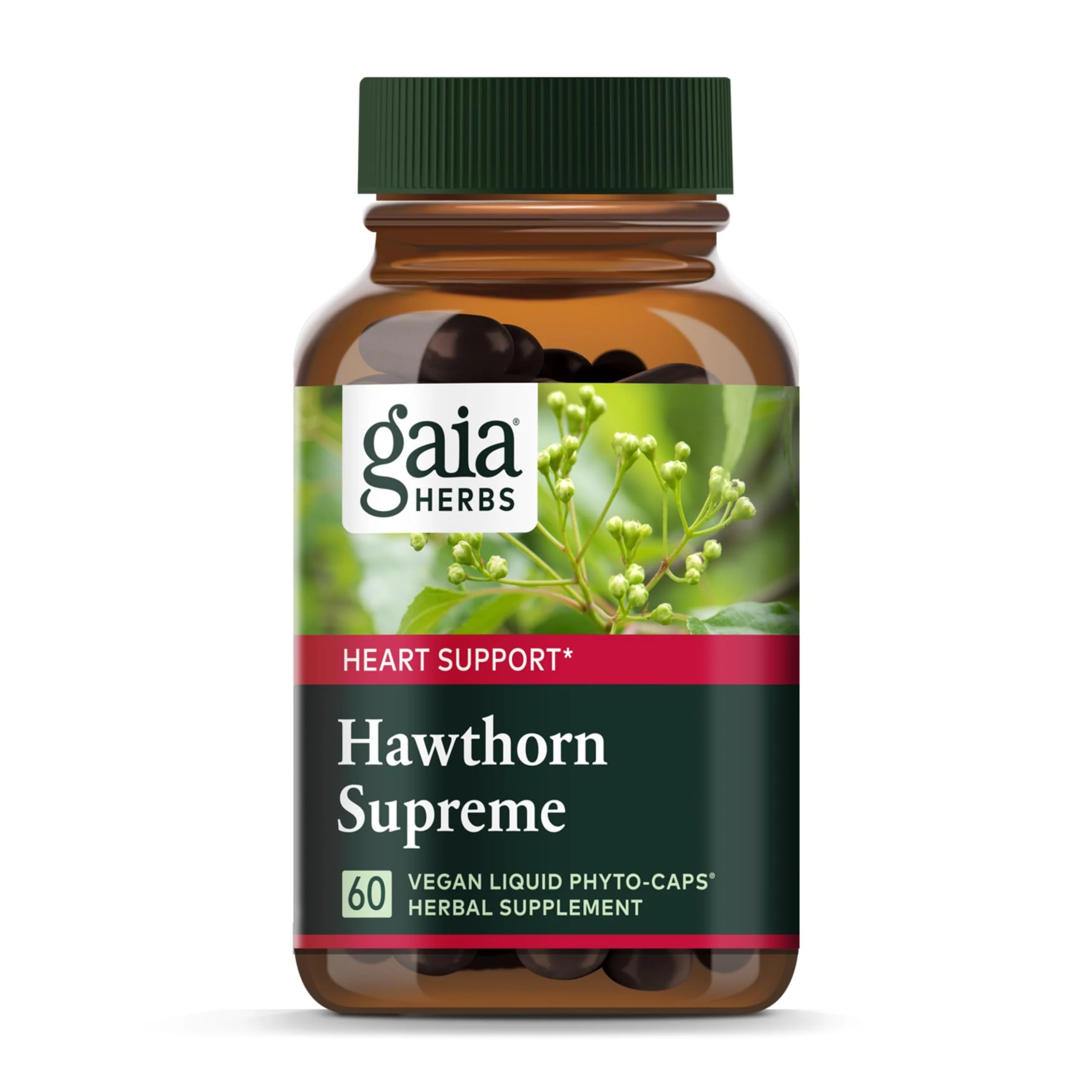 Gaia Herbs Hawthorn Supreme - Heart Health Support, 60 Vegan Liquid Capsules