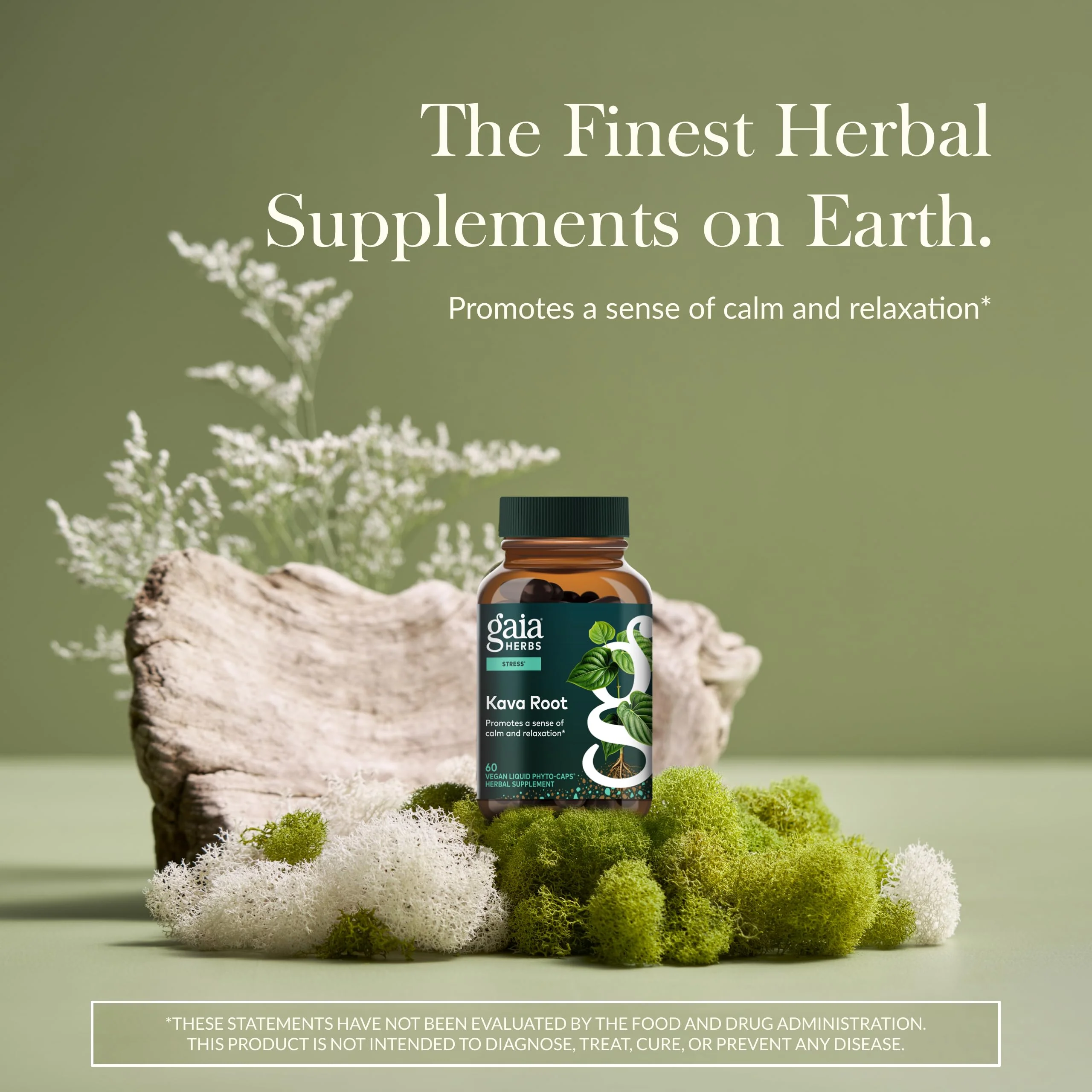 Gaia Herbs Kava Root - Calm & Relaxation (60 Vegan Caps) - Image 2
