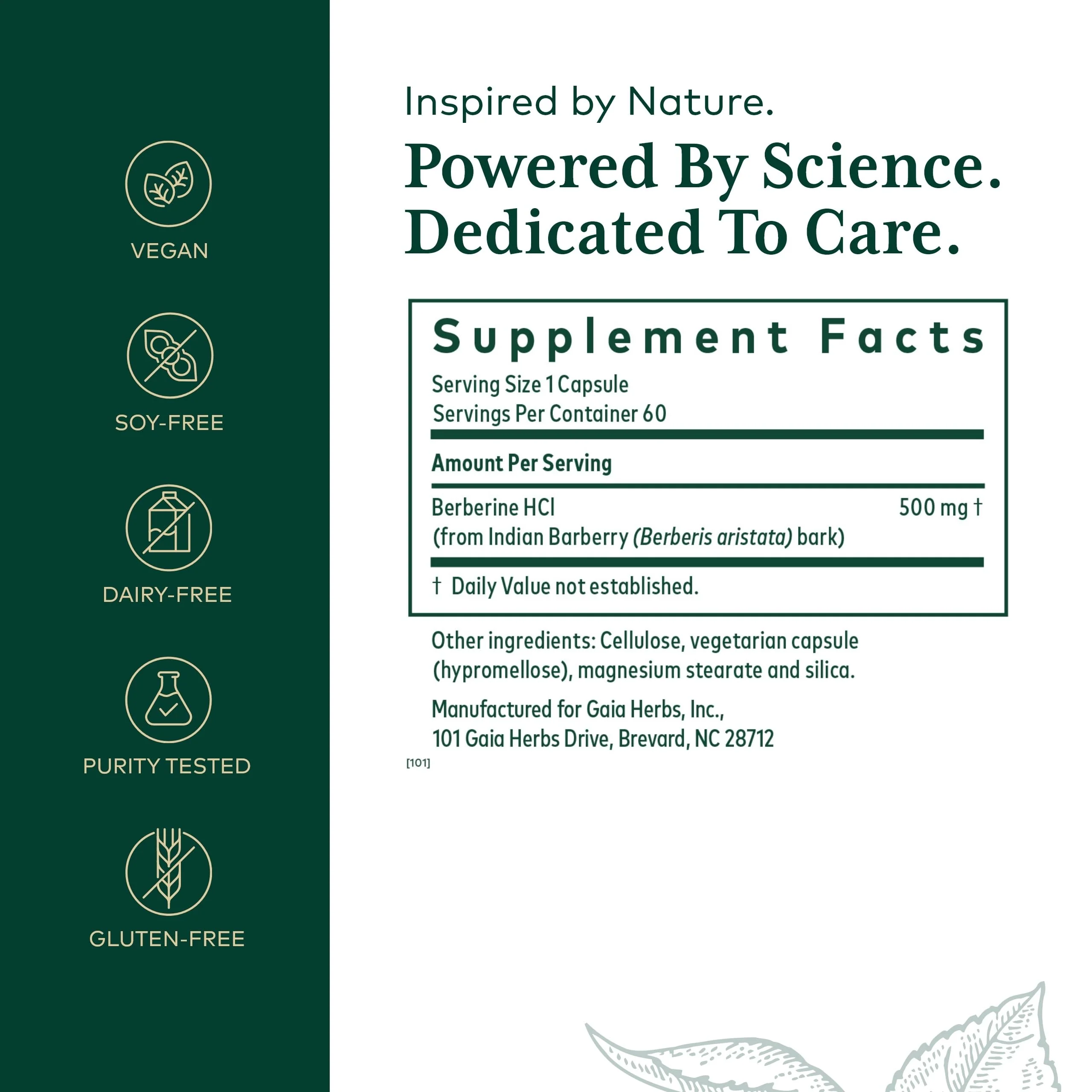 GAIA HERBS PRO Berberine Metabolic - Berberine HCI Supplement, Vegan, Gluten-Free | 60 Capsules - Image 9