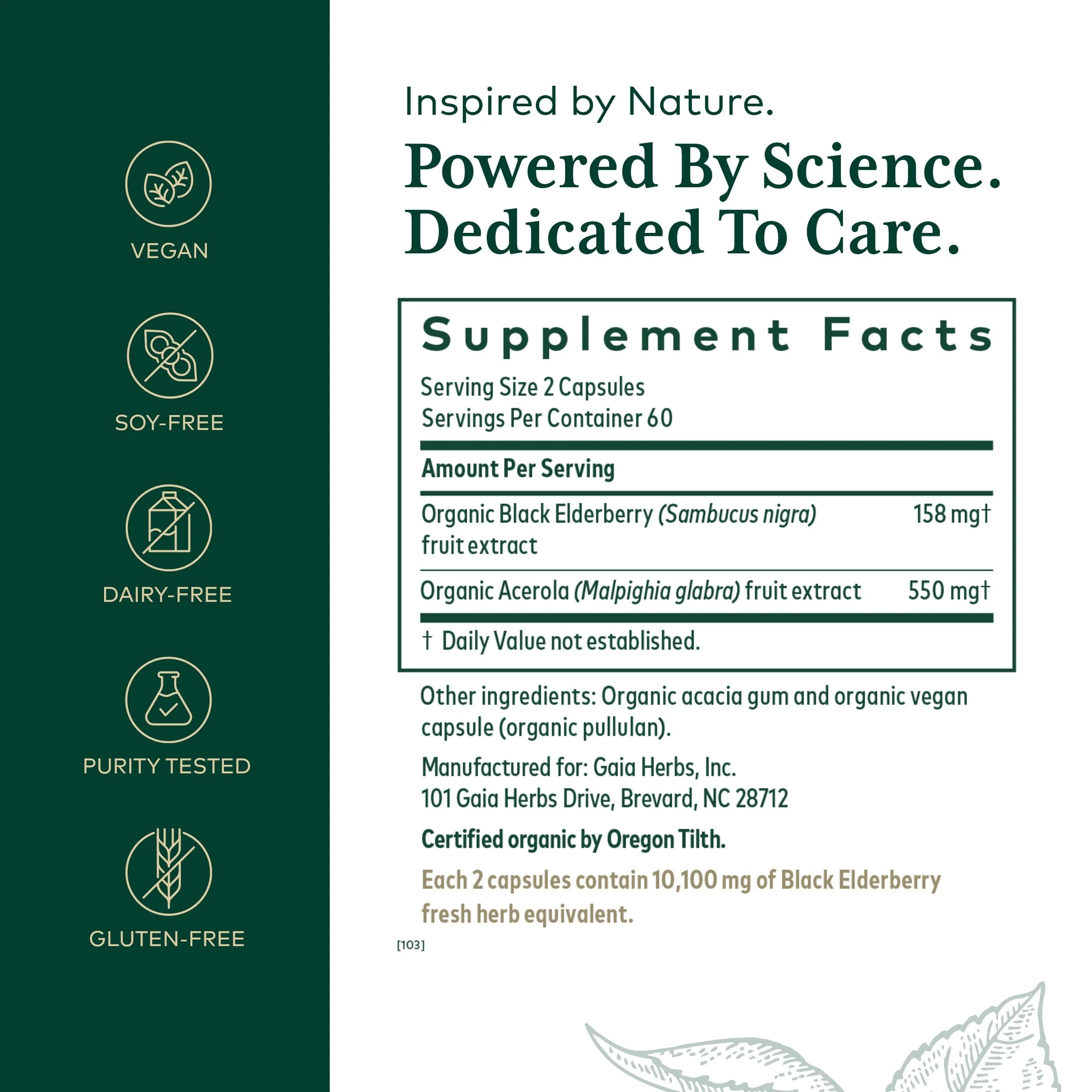 GAIA HERBS PRO Black Elderberry PRO - Immune Support*, Organic Elderberry Extract, Vegan, 120 Capsules (60 Servings) - Image 9