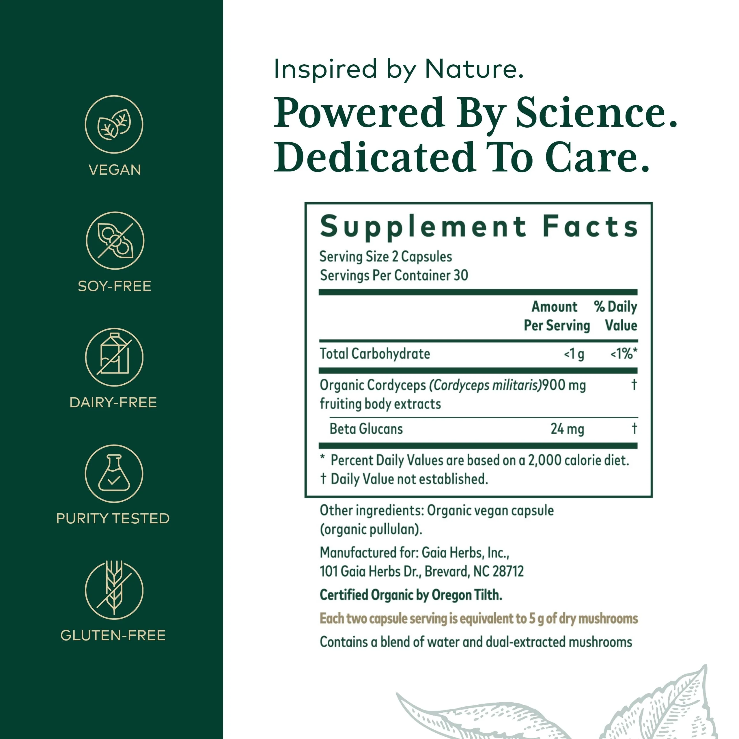GAIA HERBS PRO Cordyceps Mushroom - 60 Caps | 5,000 mg per 2 Caps | Adaptogenic Energy - Image 2