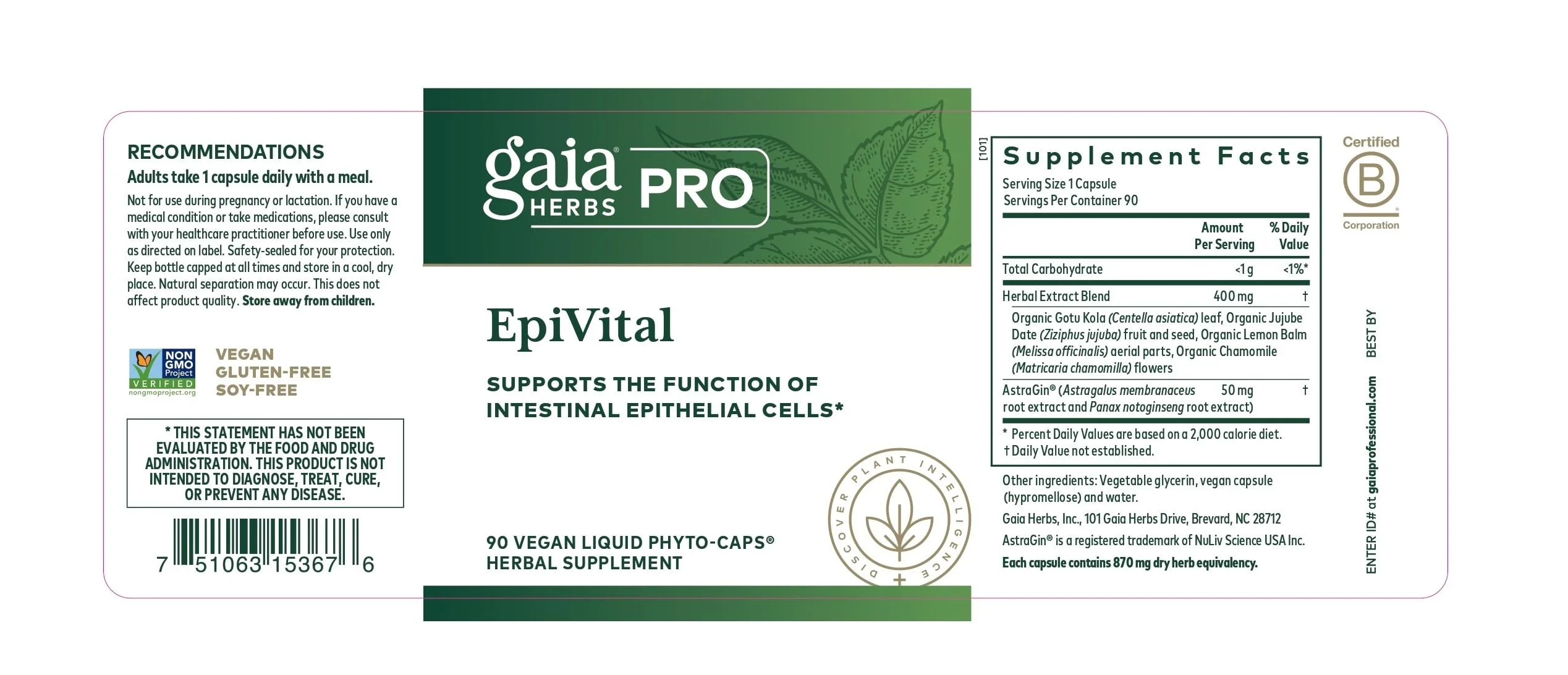 Gaia Herbs PRO EpiVital - Digestive Health Support - 90 Vegan Liquid Phyto-Caps - Image 3