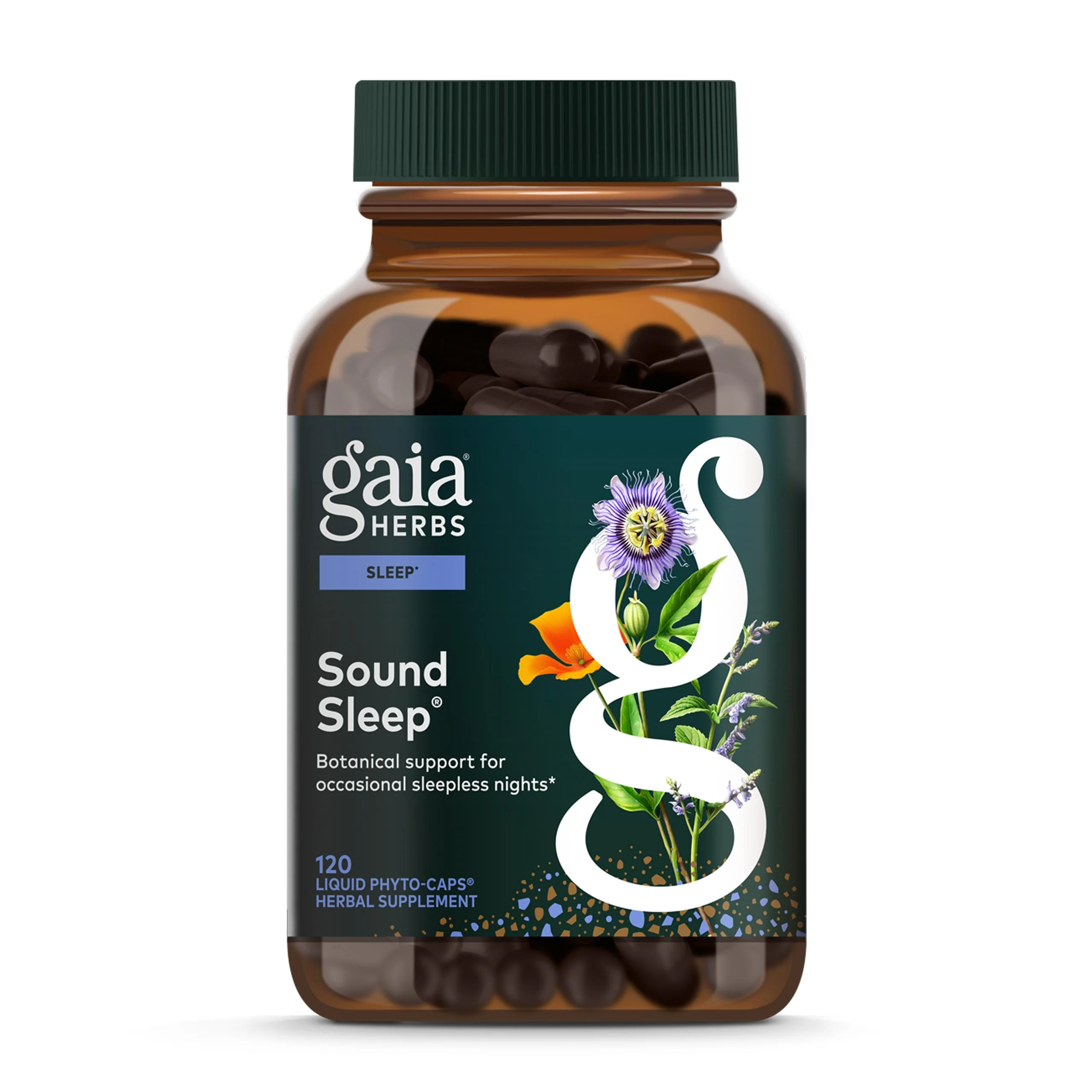 Gaia Herbs Sound Sleep – Herbal Sleep Support with Valerian & Passionflower | 120 Vegan Liquid Phytocapsules