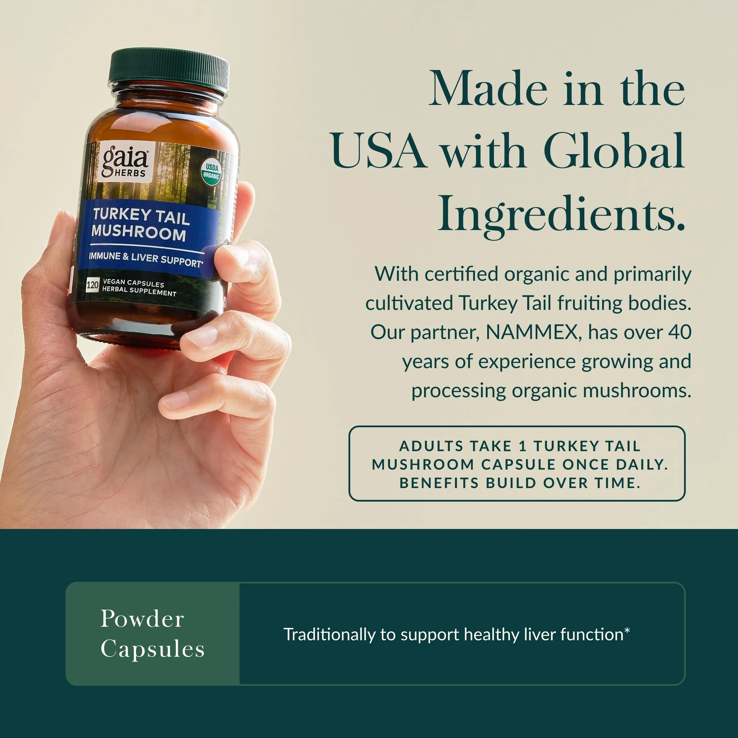 Gaia Herbs Turkey Tail Mushroom – Immune Support & Liver Health, 120 Vegan Capsules - Image 3