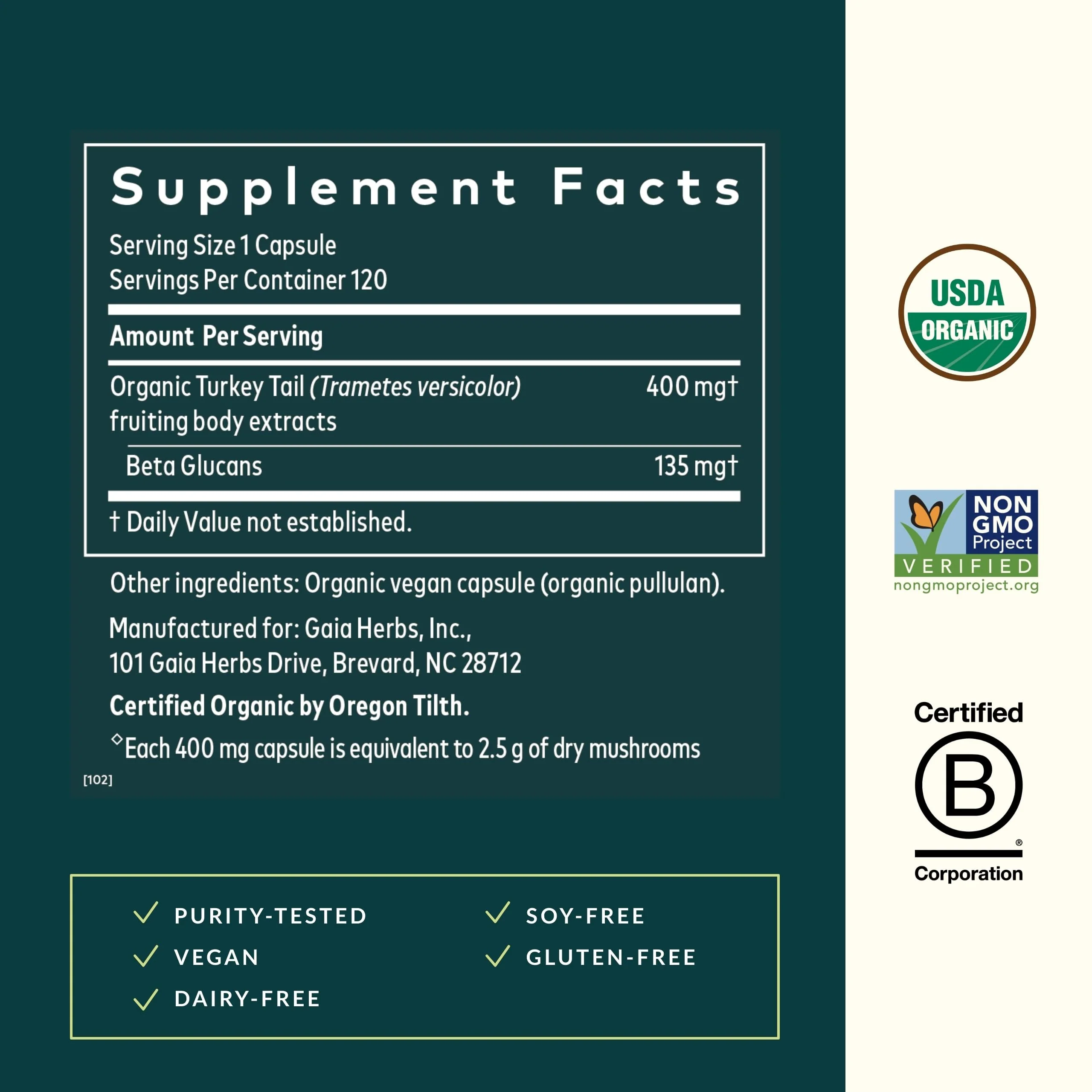 Gaia Herbs Turkey Tail Mushroom – Immune Support & Liver Health, 120 Vegan Capsules - Image 5
