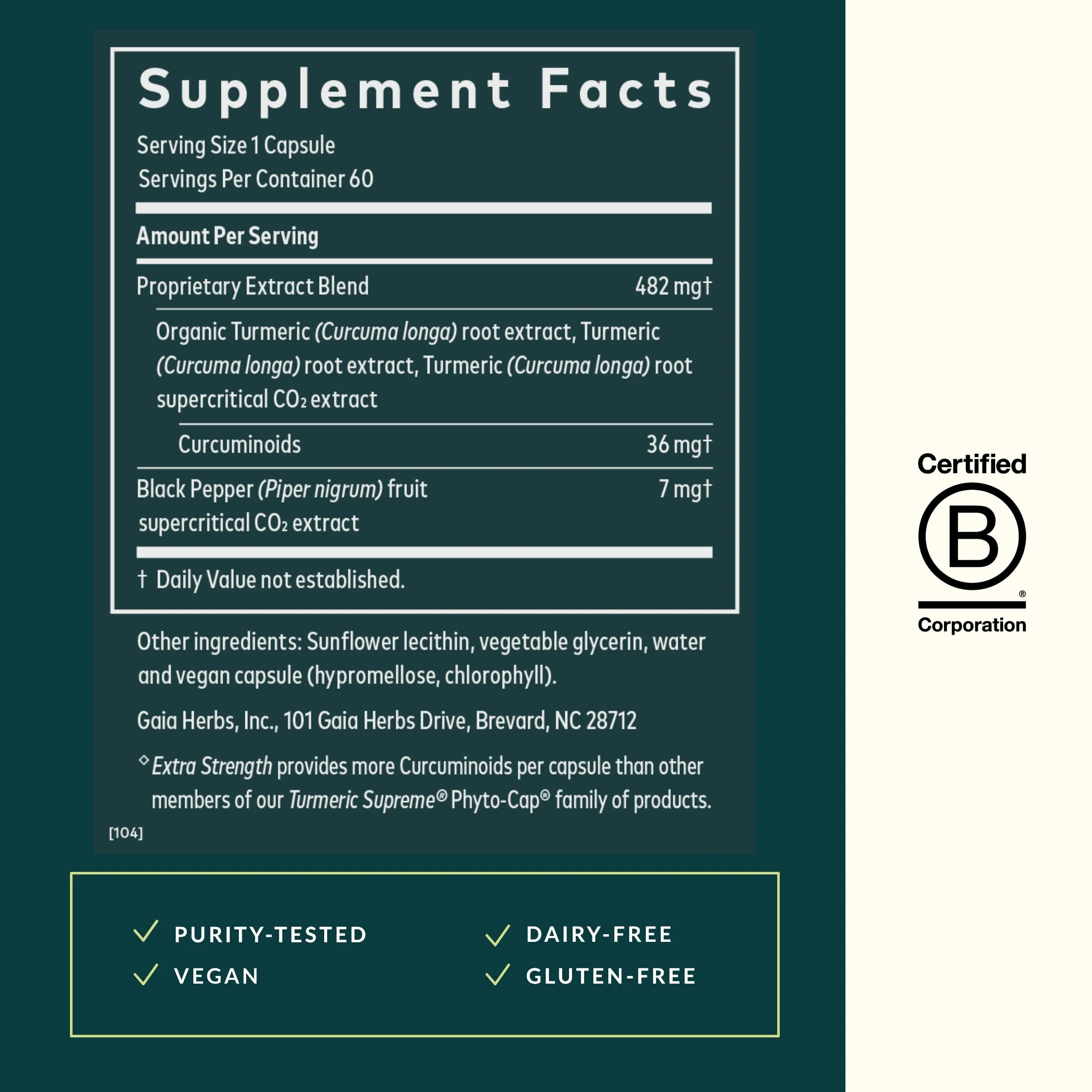 Gaia Herbs Turmeric Supreme Extra Strength – Supports Occasional Discomfort | Curcumin & Black Pepper | 60 Vegan Capsules - Image 3