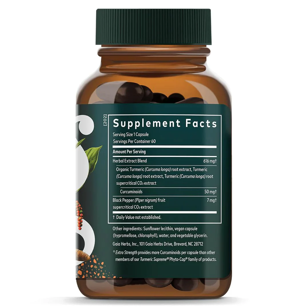 Gaia Herbs Turmeric Supreme Extra Strength - Supports Occasional Discomfort & Mobility - 120 Vegan Liquid Phyto-Caps - Image 12